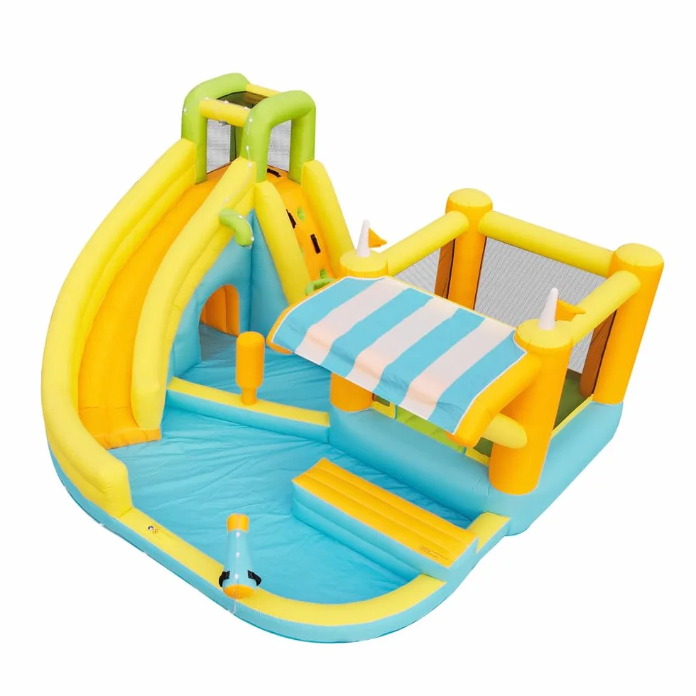 Castillo Hinchable con tobogán acuático y Piscina, Castillo Hinchable de Juegos acuáticos para Exteriores, Parque Infantil acuático con Ventilador, Juguete Hinchable Grande para niños (433x375x165cm)