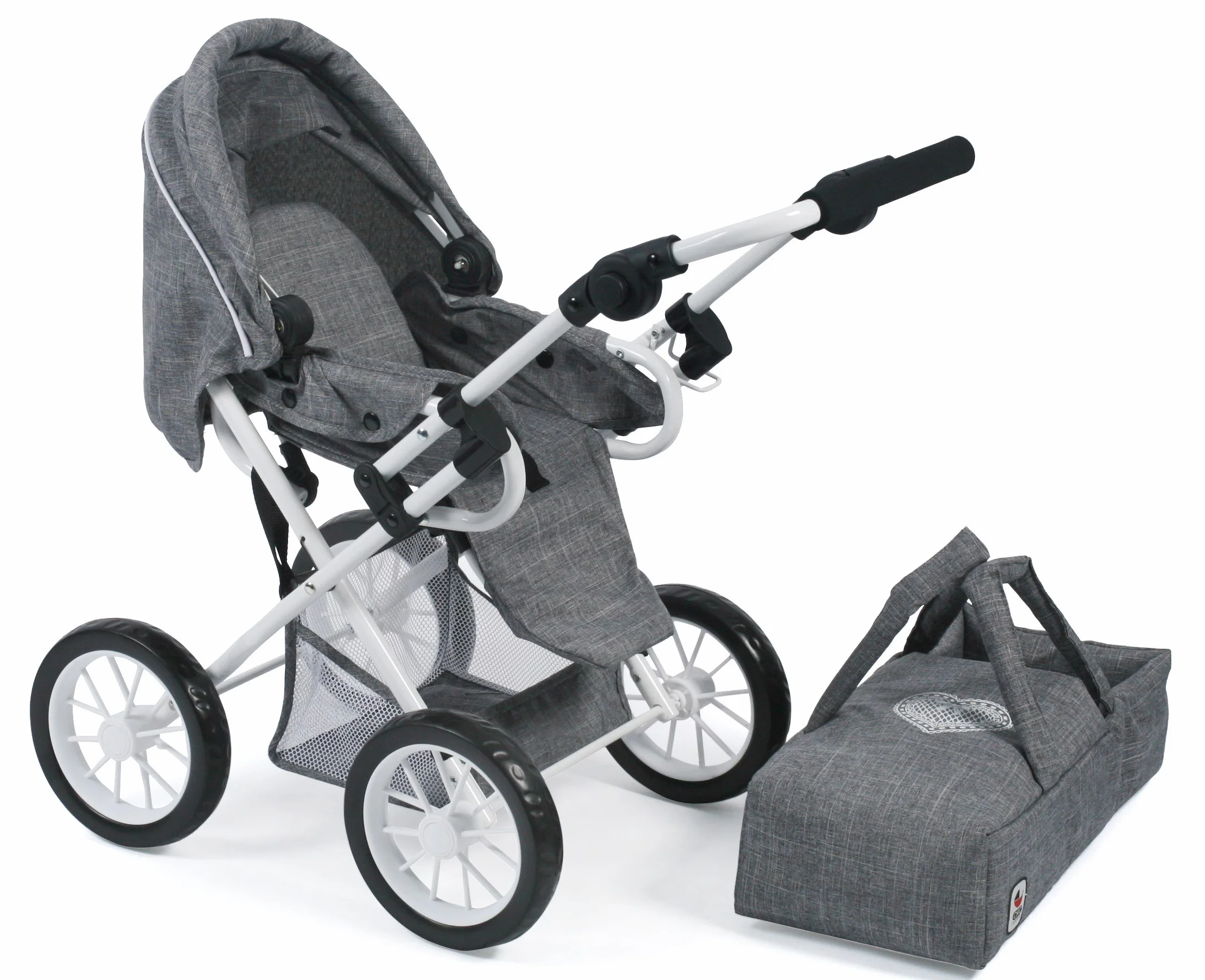 Bayer Chic 2000 Cochecito para muñecas Leni 2 en 1 con Bolsa de Transporte extraíble Gris Vaquero 46 cm