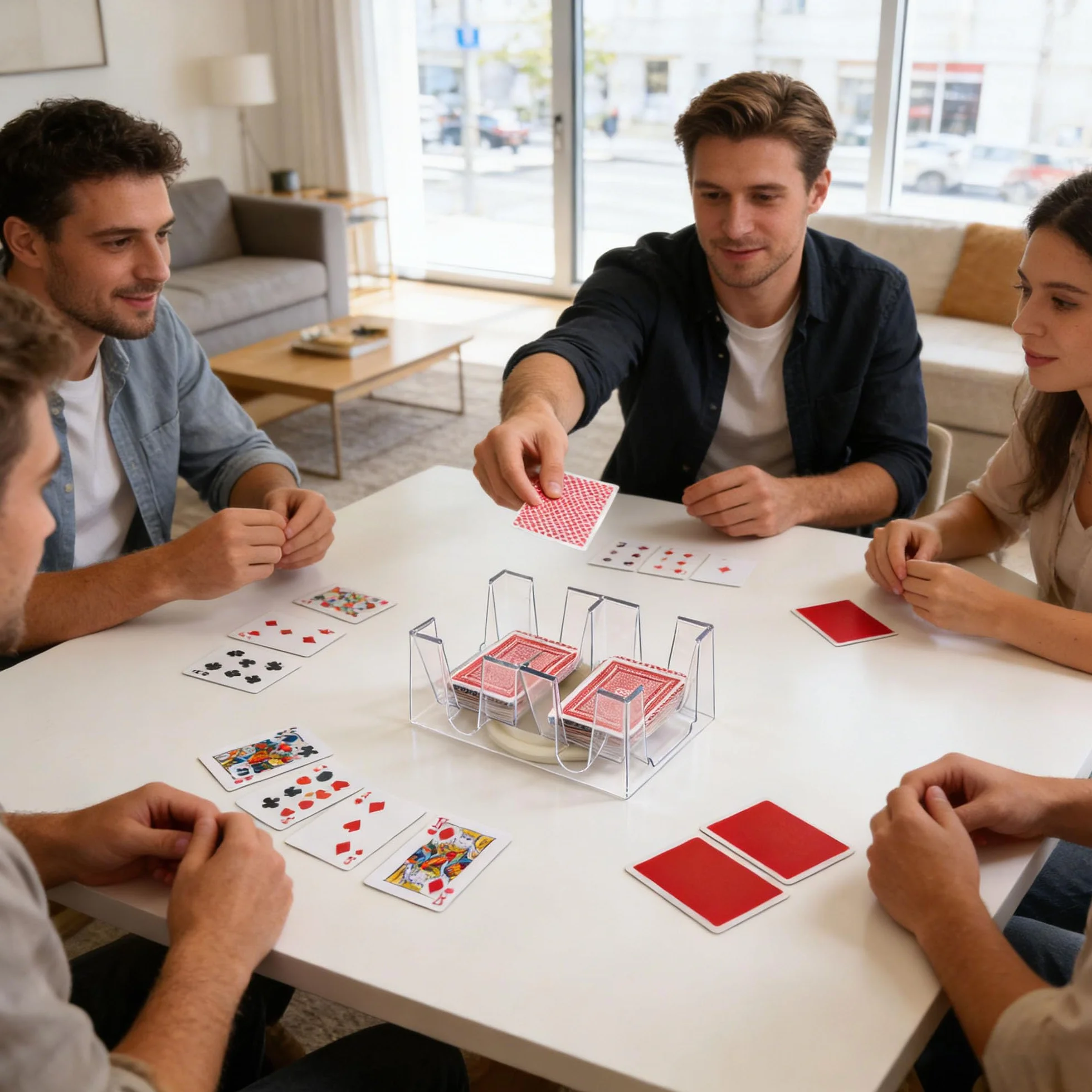 Bandeja giratoria para Naipes, Bandeja de Cartas de Juego, Poner 12 póquer, Transparente, Accesorios para Juegos de Cartas, Apto para Juegos de Mesa con Cartas