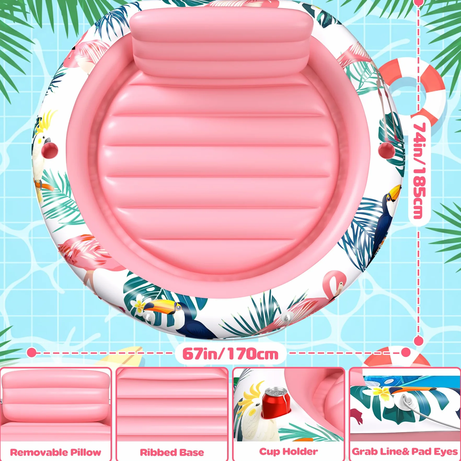 Colchoneta Piscina - Hinchables para Piscina - Flotadores Piscina - Colchonetas Inflables Piscina Adultos - Colchoneta Playa - Colchon Hinchables Inflables Adecuada para Piscina de Playa