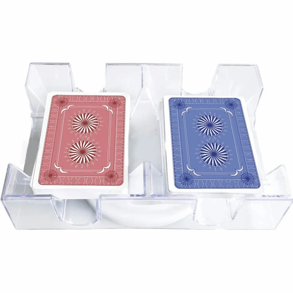Bandeja giratoria de 2 cubiertas/6 cubiertas, giratoria suave de 360 grados, bandeja de cartas de juego, práctico titular de cartas, organizador de juegos de cartas transparente