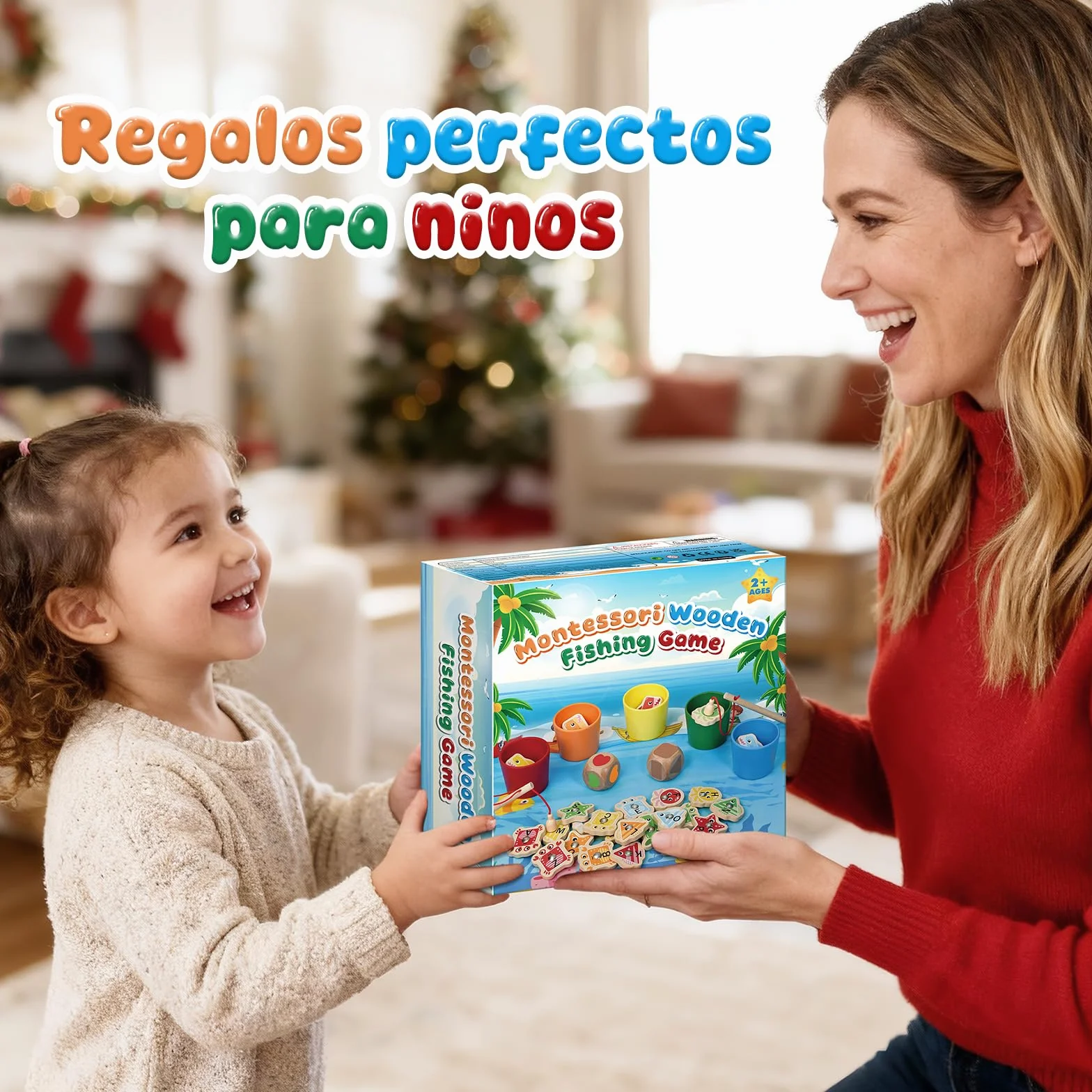 Juguetes Niños 2 3 4 Años, Juguetes Montessori 2-4 Años de Madera para Pescar en Español - Juegos Educativos Niños 2-4 Años, Regalos Cumpleaños Niños 2-5 Años