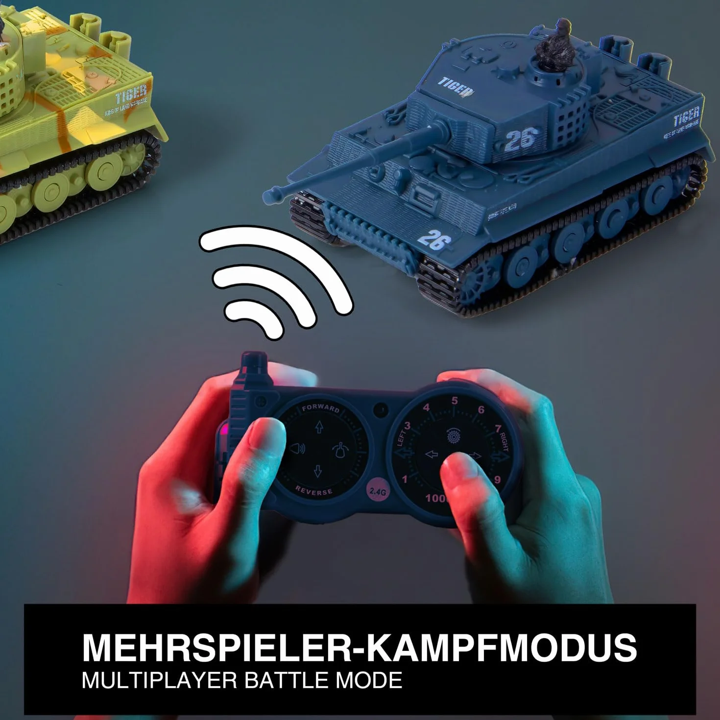 Tanque teledirigido Mini RC German Tiger I – Modellbau R/C Battletank con función de disparo, sonido y luz – escala 1:72 (1 x Mini RC Tanque)