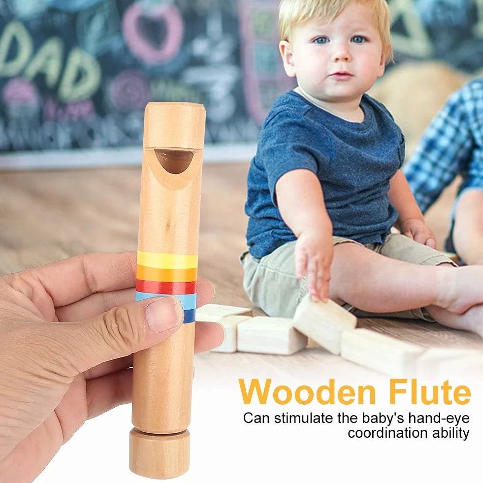 RiToEasysports Fipple de Madera Piccolo, Instrumento Educativo de Flauta de Madera para niños, Regalo de Juguete