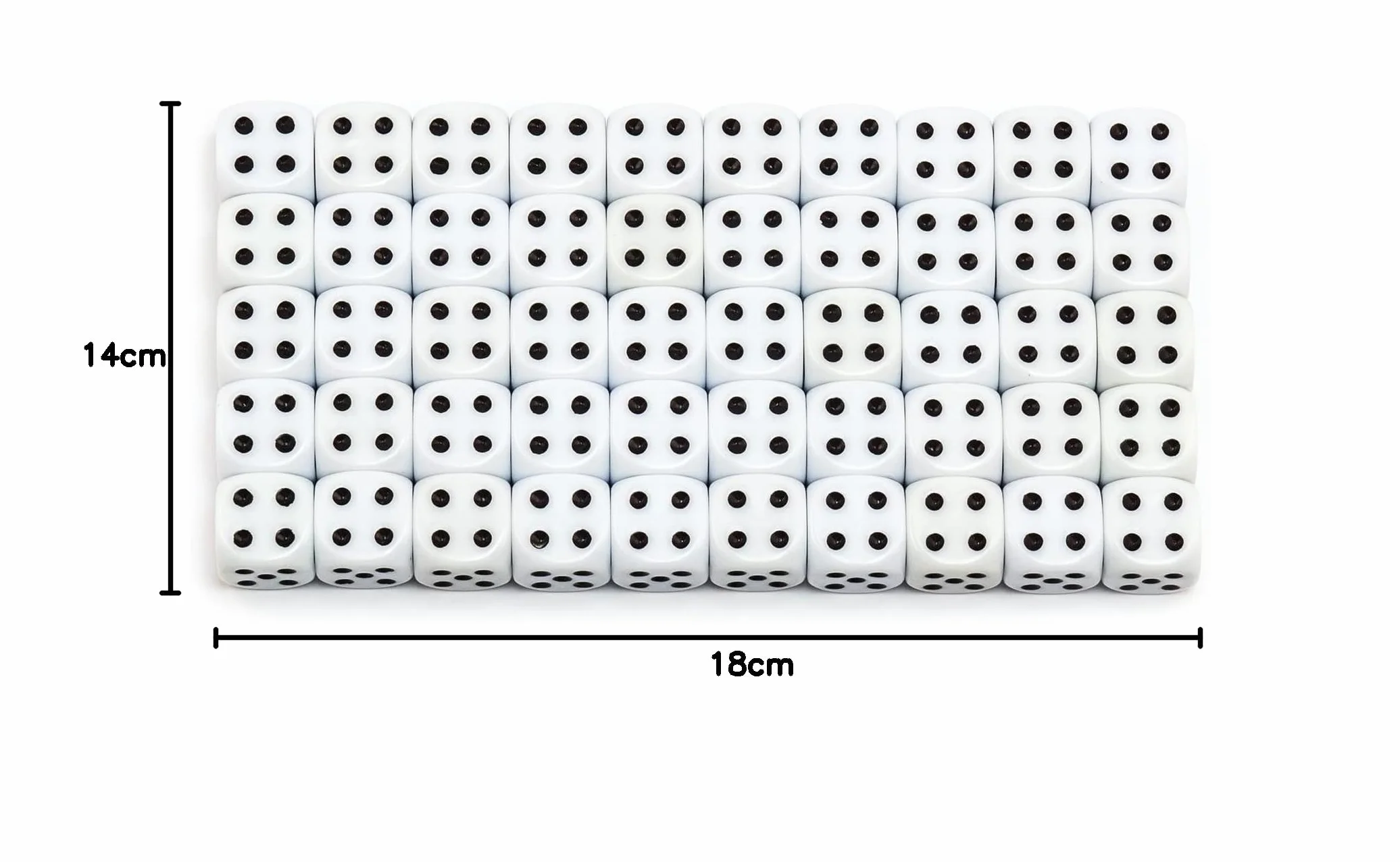 6, 12, 20, 30 o 50 dados de alta calidad, tamaño estándar, 16 mm, dados acrílicos de 16 mm, dados de juego de 6 caras, juego de accesorios de juego con bolsa de tela (blanco, 50 unidades)