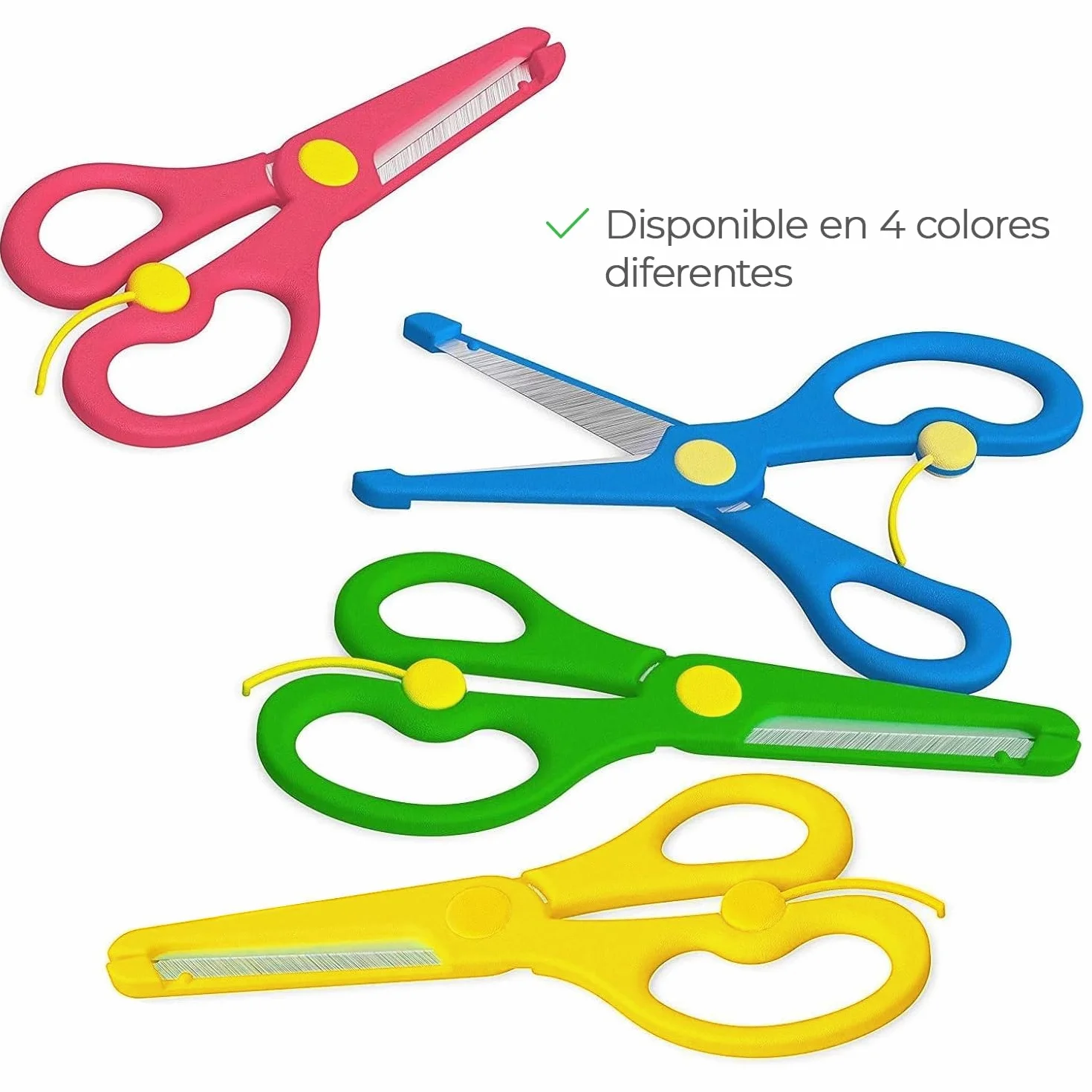 Tijeras Infantiles de Seguridad, Color Rojo, Azul, Amarillo o Verde, 4er-Set