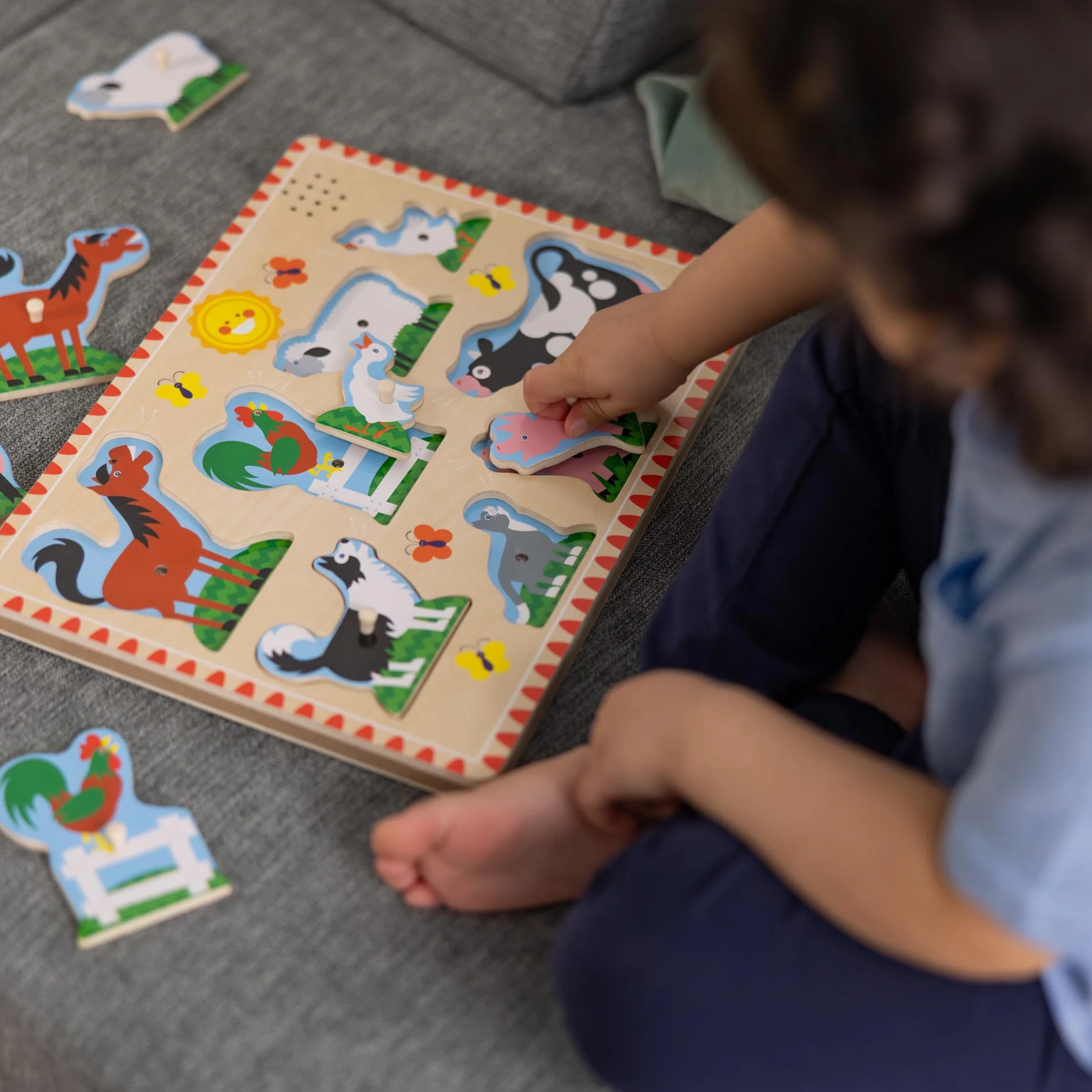 MELISSA & DOUG Puzzle 2 Años Animales de la Granja con Sonidos, Rompecabezas de Madera Niños 2 Años+