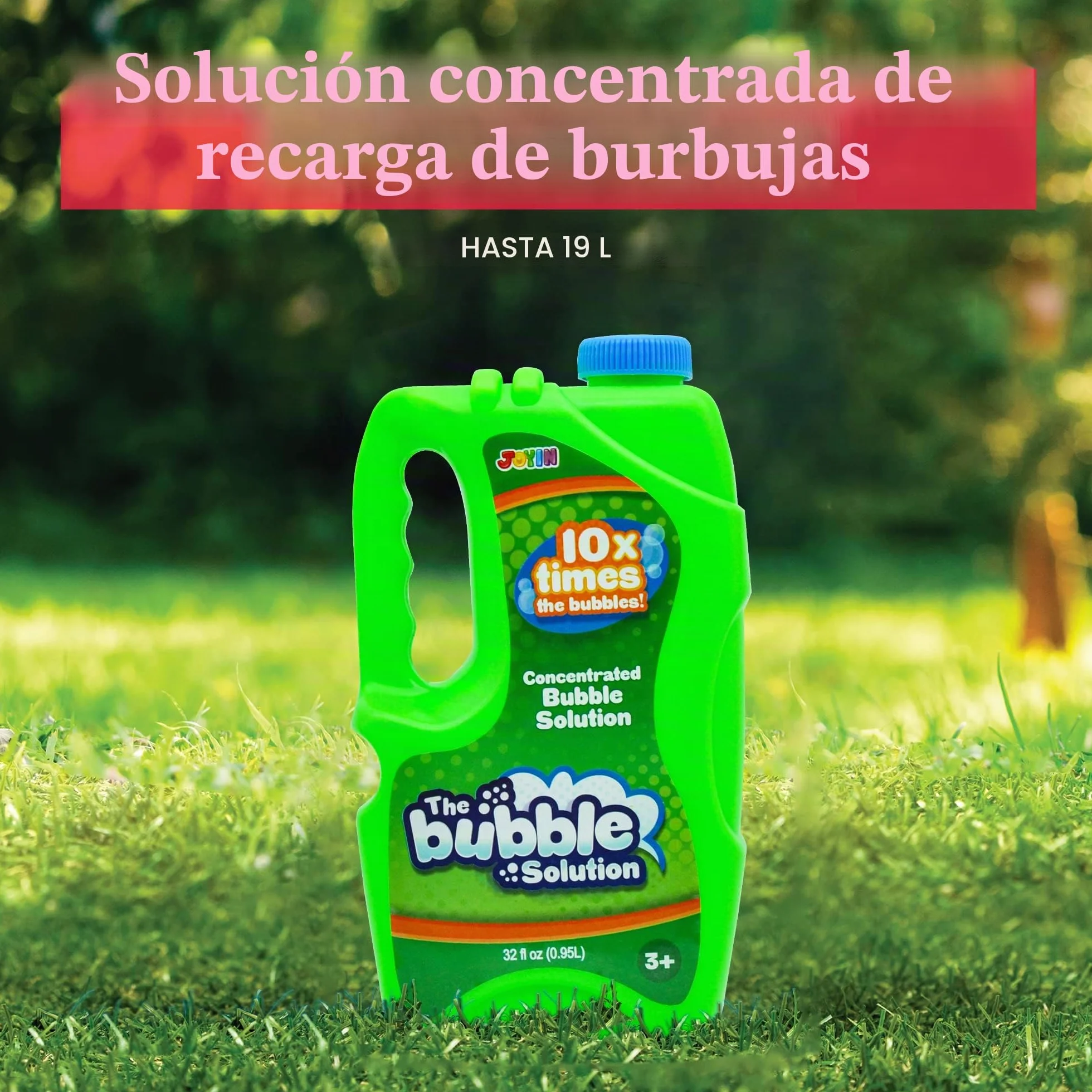 JOYIN 2 x 0,95 liquido pompas de jabón de(hasta 19 litros), solución para Burbujas Grandes, CONCENTRADA para máquina de Burbujas, Pistola, Varita mágica, Pascua, Verano para niños y niñas, Juguetes