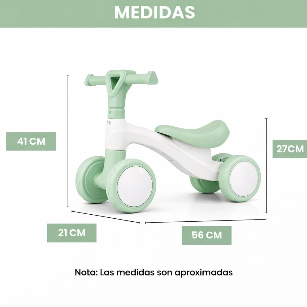 Edibaby, Triciclo Bebé 1 Año | Correpasillos Ligero | Primera Bicicleta de Equilibrio para Bebés | Bici sin Pedales | Juguete Niño 1-2 Años Ideal como Regalo (Menta)