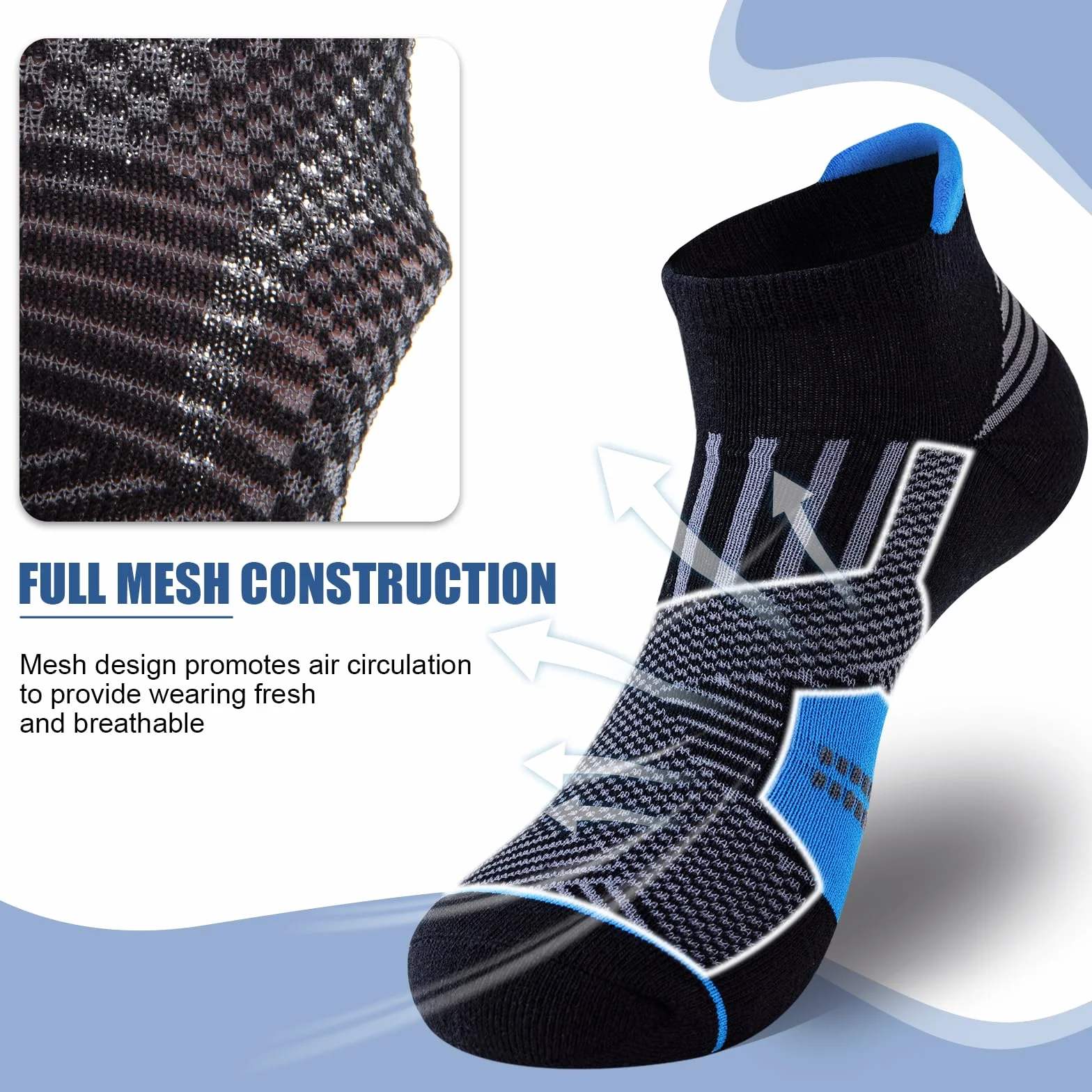 Calcetines Tobilleros Deportivos Algodón 6 Pares 43-46 37-42