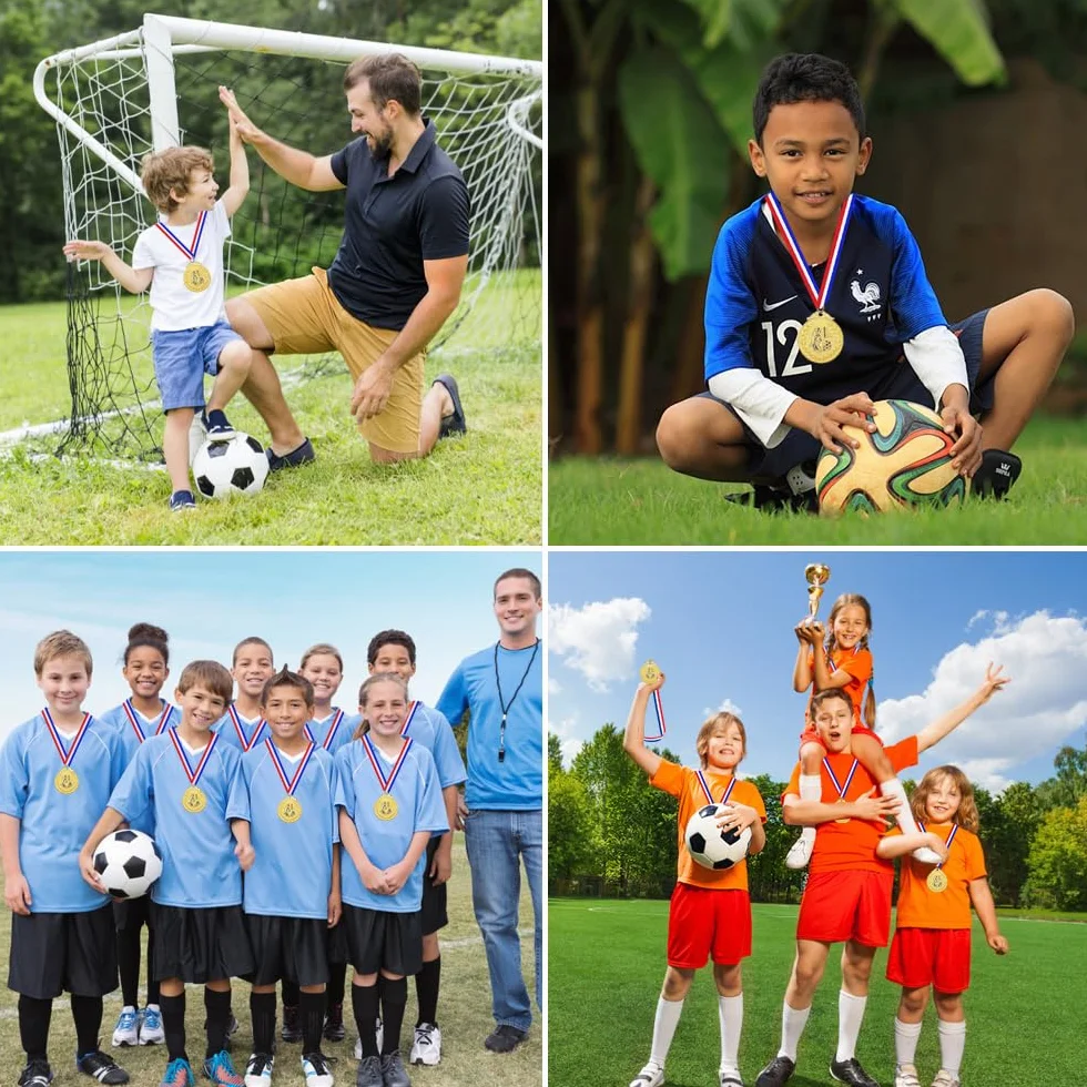 Medallas Futbol Niños Personalizadas con Cintas Cuello, Medallas Deportivas Oro para Ganador, Regalo Fiesta Deporte Infantil Adultos
