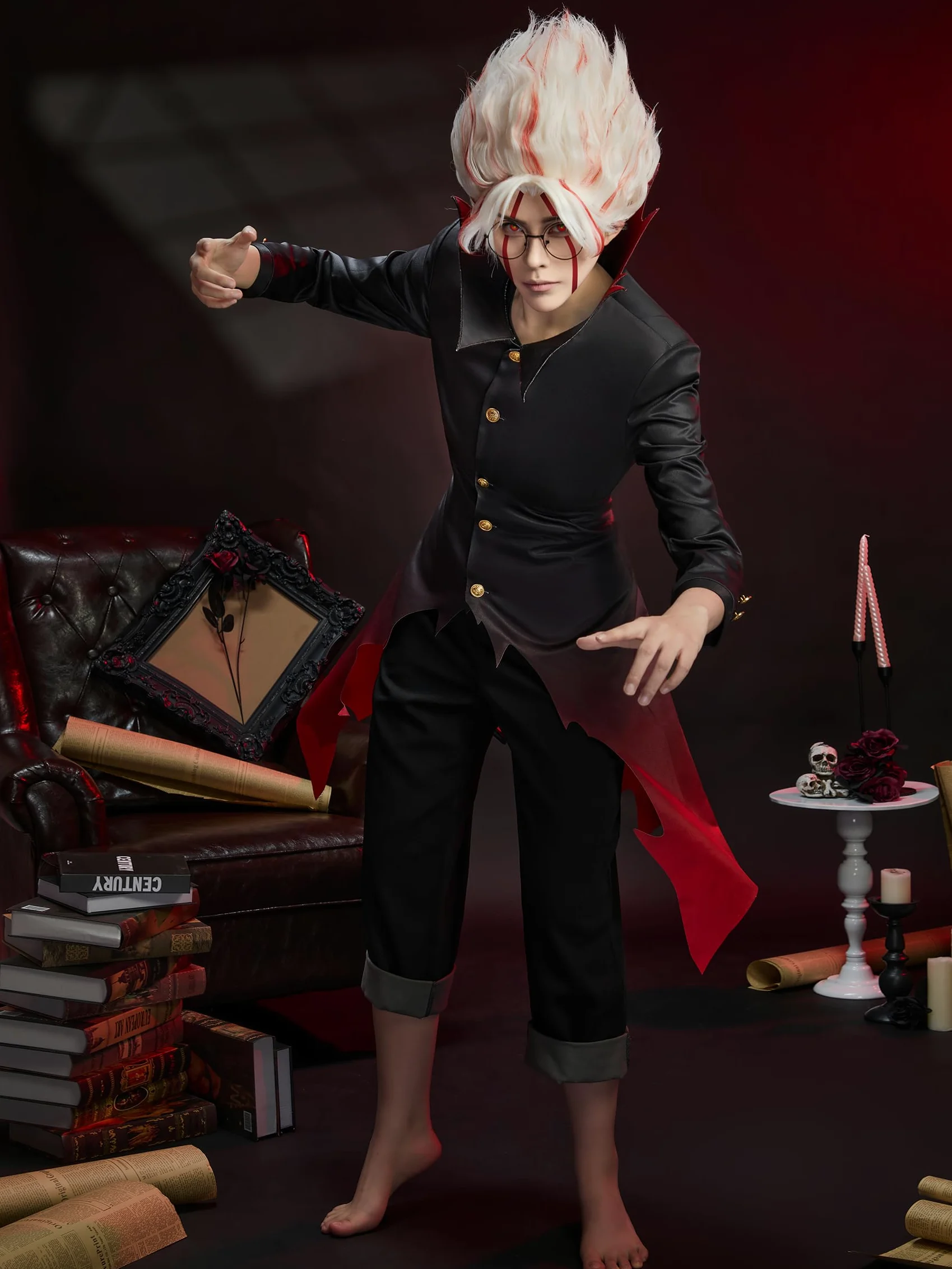 Cosplay.fm Disfraz de anime para hombre, uniforme y pantalones con cinturón