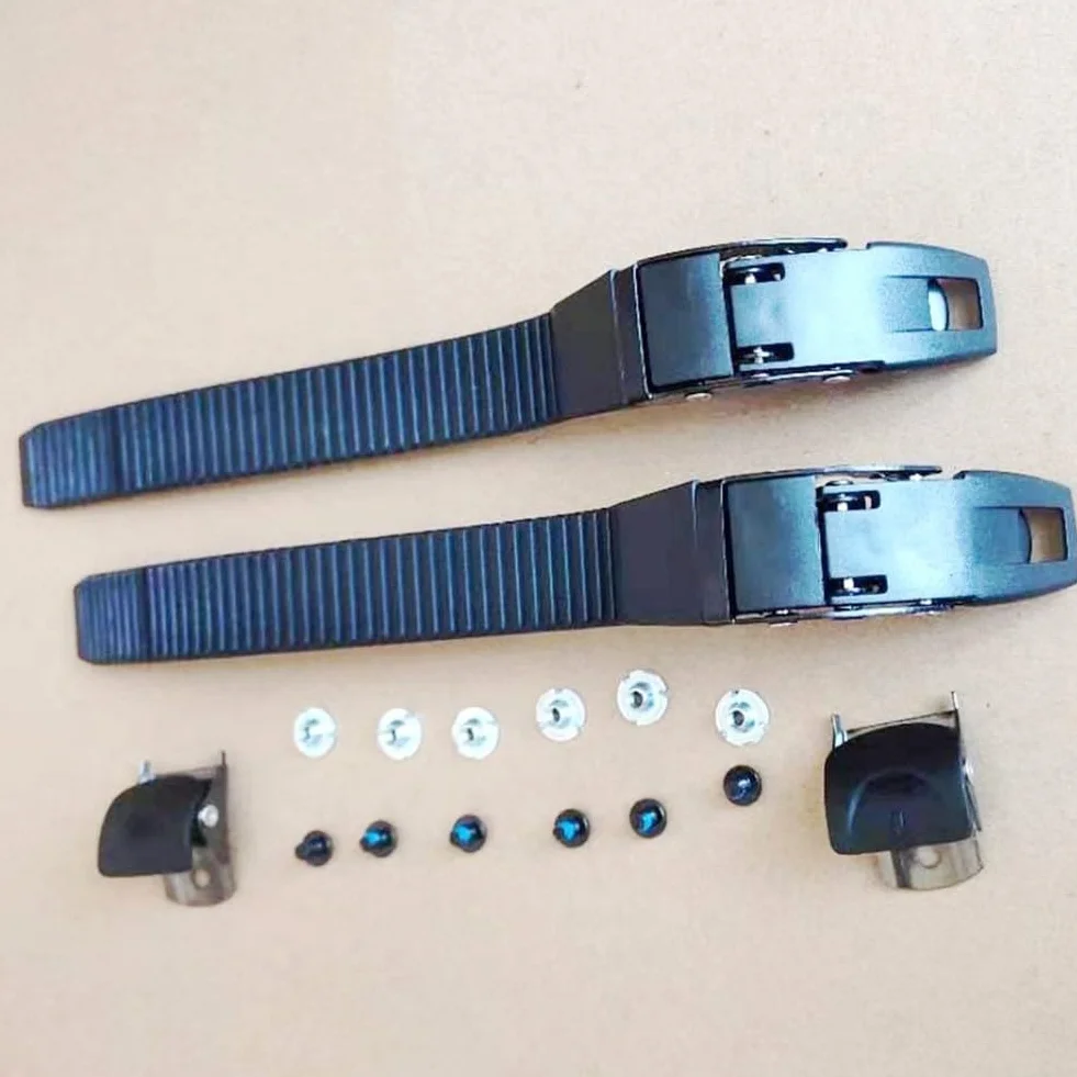 Juego de hebillas de correa de patinaje en línea, PP con tornillos, tuercas, repuesto para patines, negro, 2 paquetes