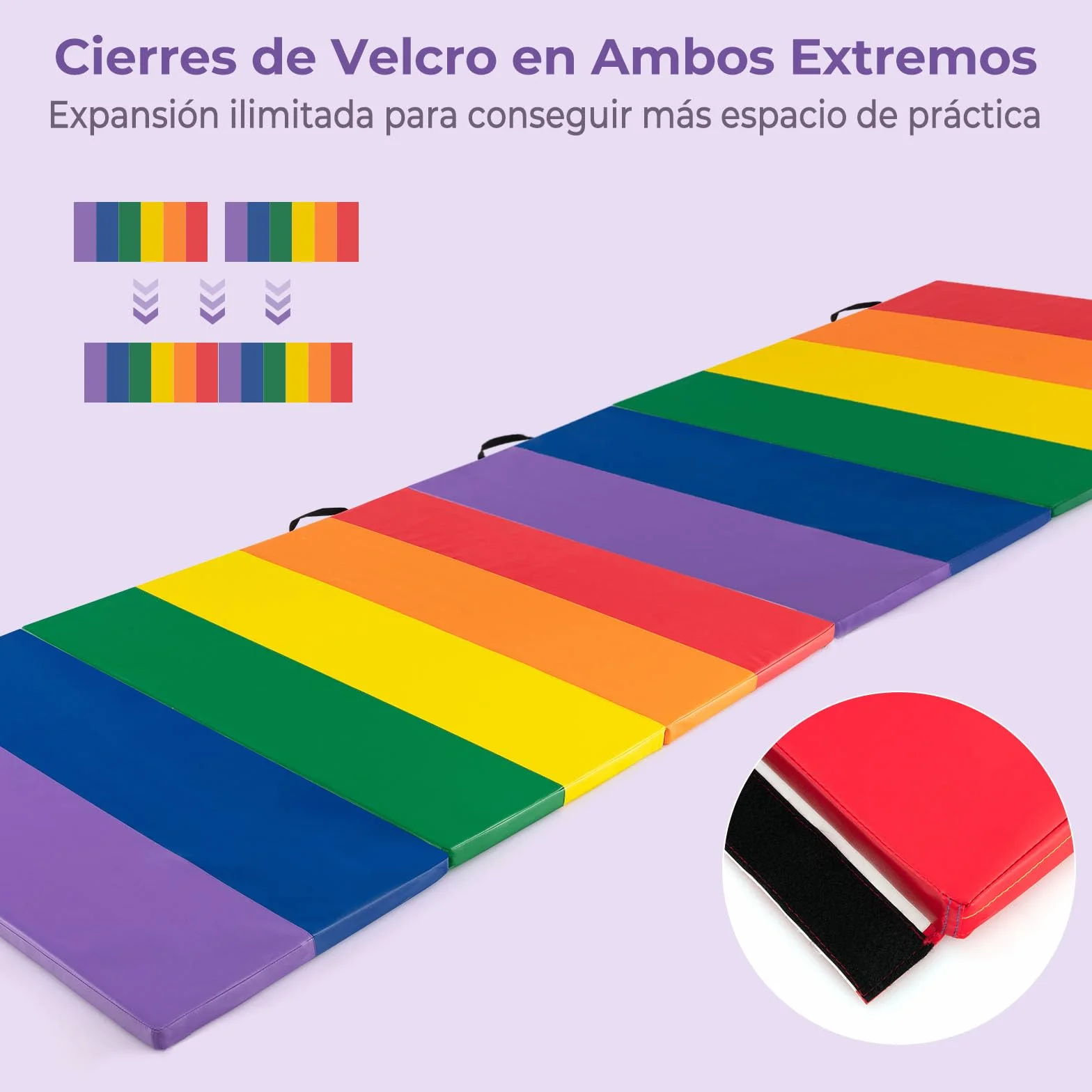 GOPLUS Colchoneta de Gimnasia Plegable 180x120x4 cm, Estera Gruesa Tres Pliegues con Cierres de Gancho