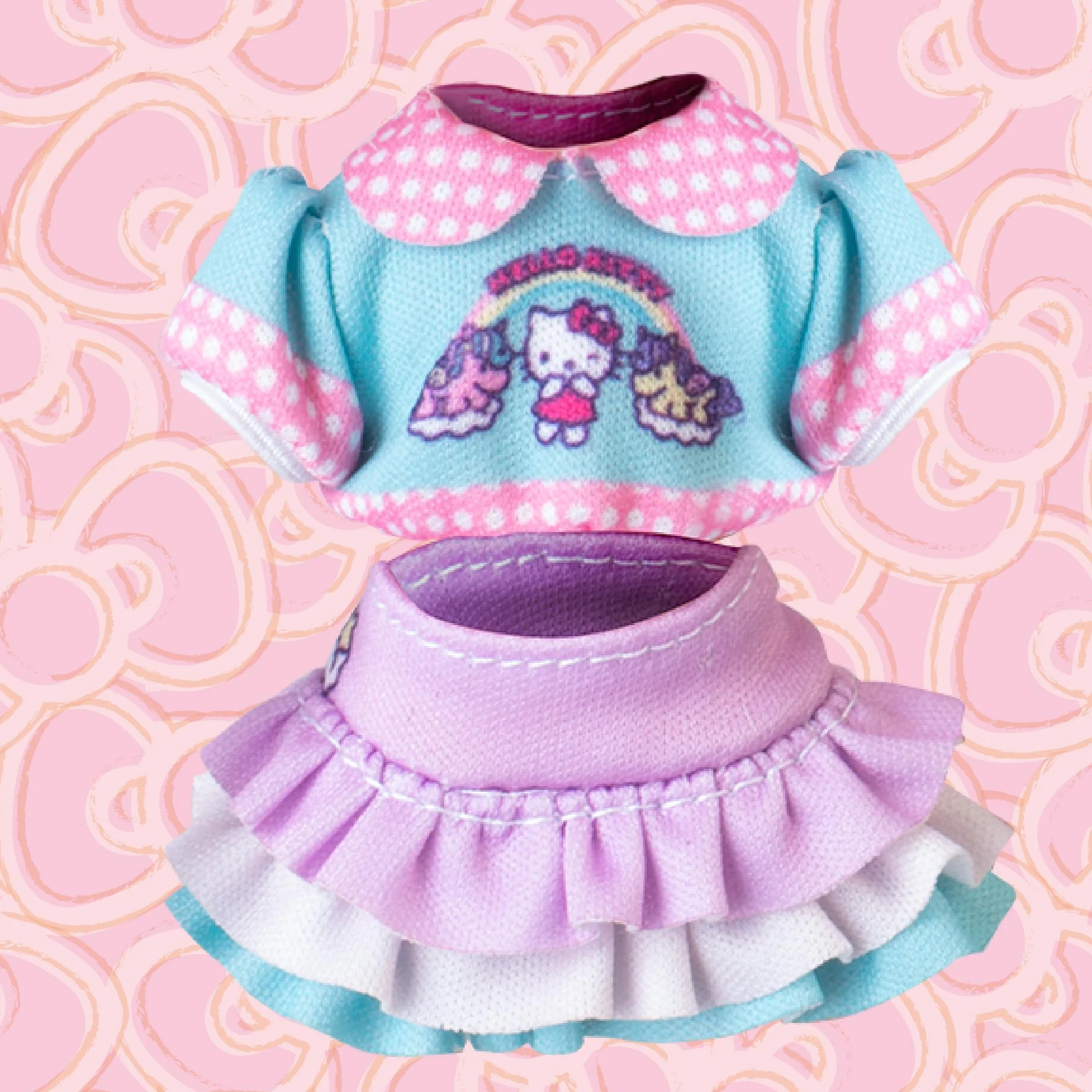 4SF - Hello Kitty Manga Fashion Unicorns, Muñeca Fashion Japonesa, Figura de 19,5 cm con 15 Puntos de Articulación, Incluye Falda Ra-Ra, Calentadores y Diadema con Orejas, Famosa (HKTF2000)