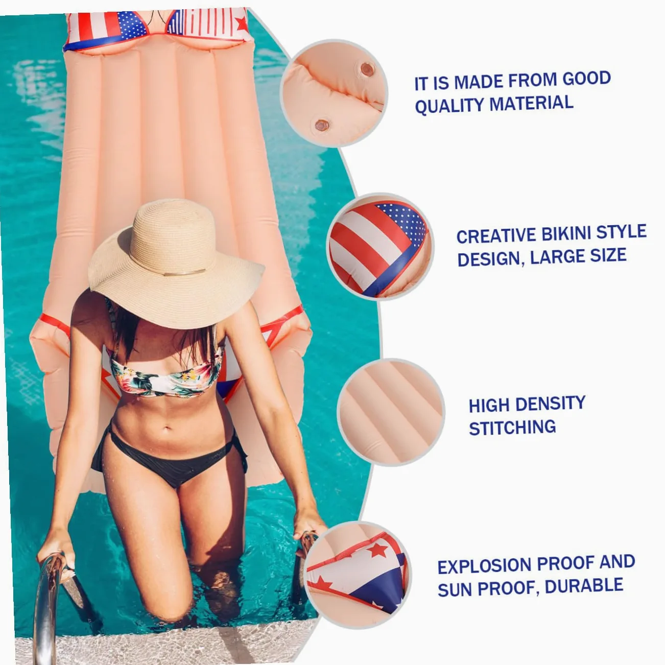 1 Pieza Colchón Inflable de Natación con Estilo Bikini Inflable para Piscina Colchoneta de Agua