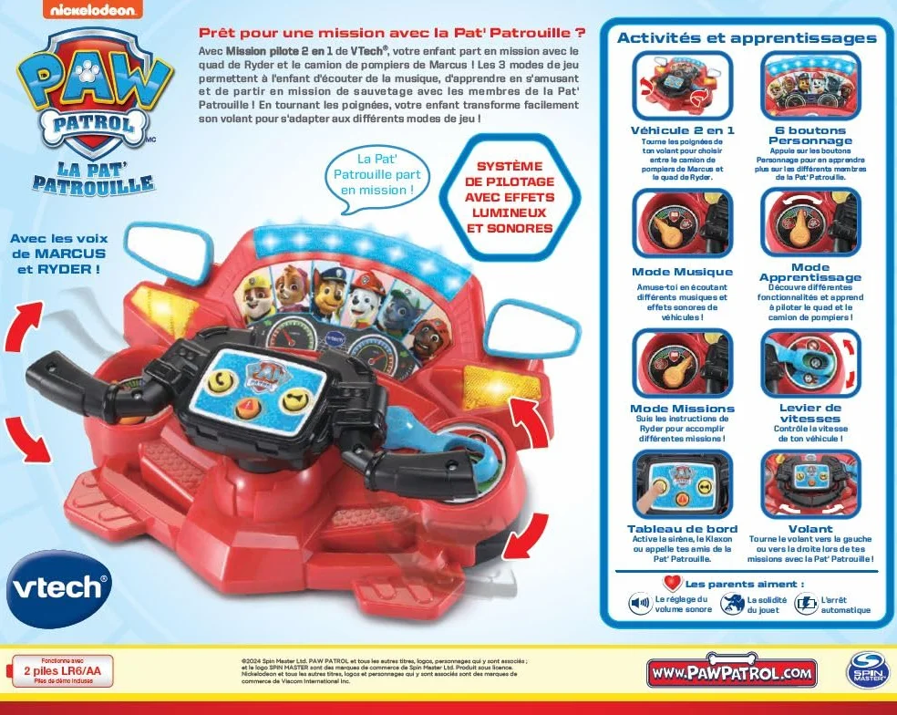 VTech Patrouille Pat Patrulla Canina-Misión Piloto, Color Rojo, tamaño estándar (542705)