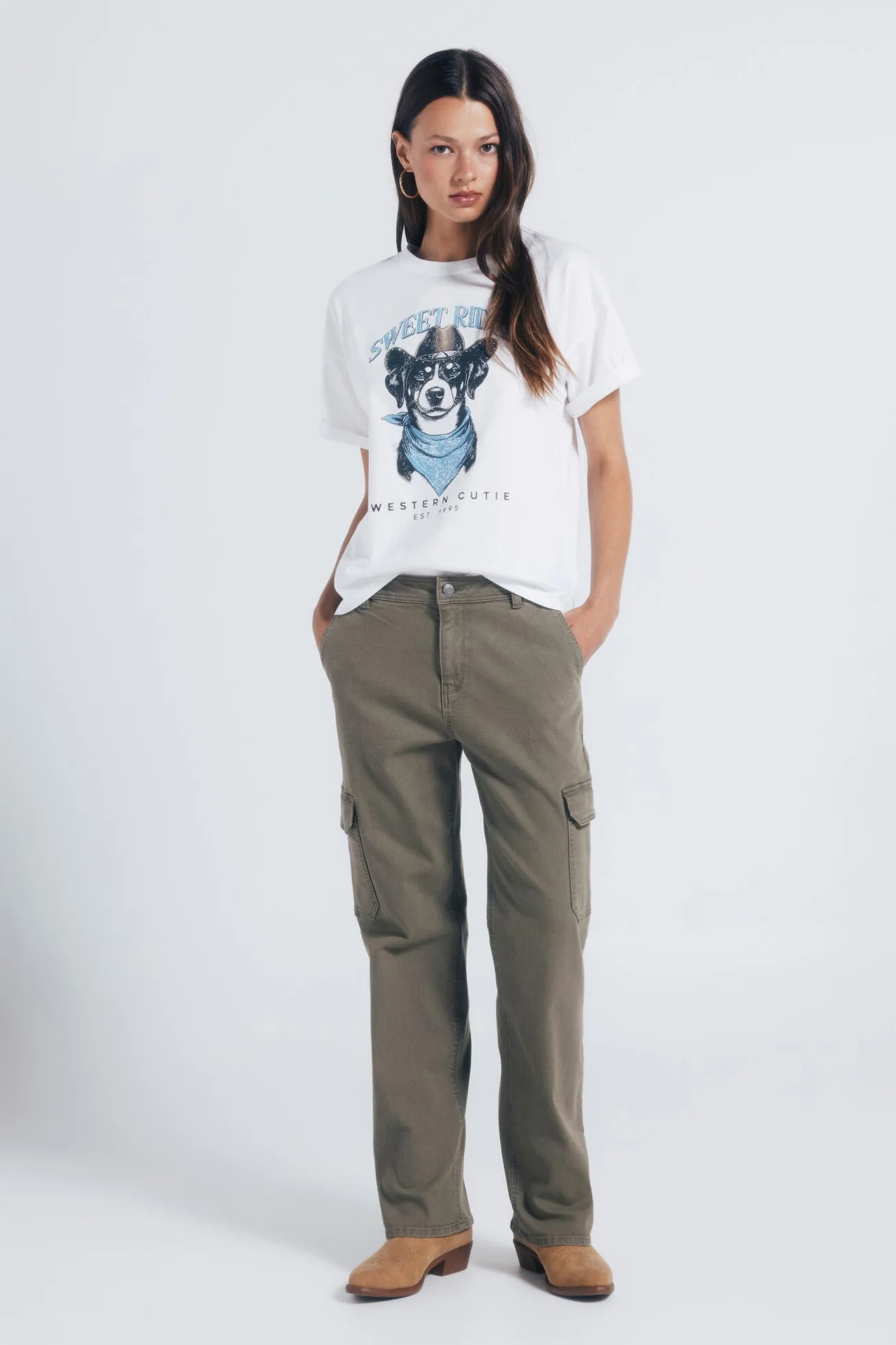 SPRINGFIELD Dog Graphic Short Sleeve T-Shirt for Women