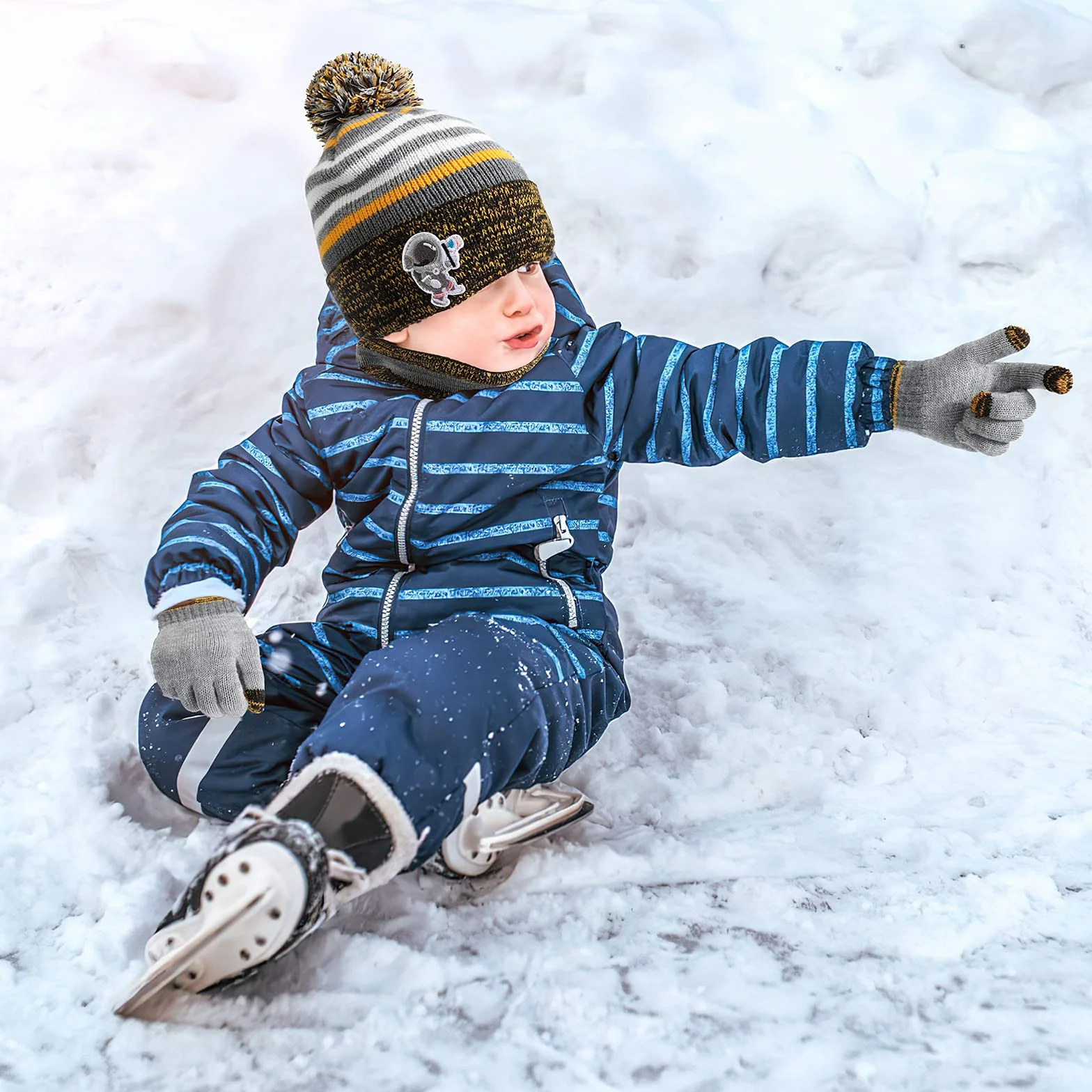 TAGVO 3in1 Invierno Set de Bufanda, Gorro y Guantes para niños, Tejido térmico, 3-6 años