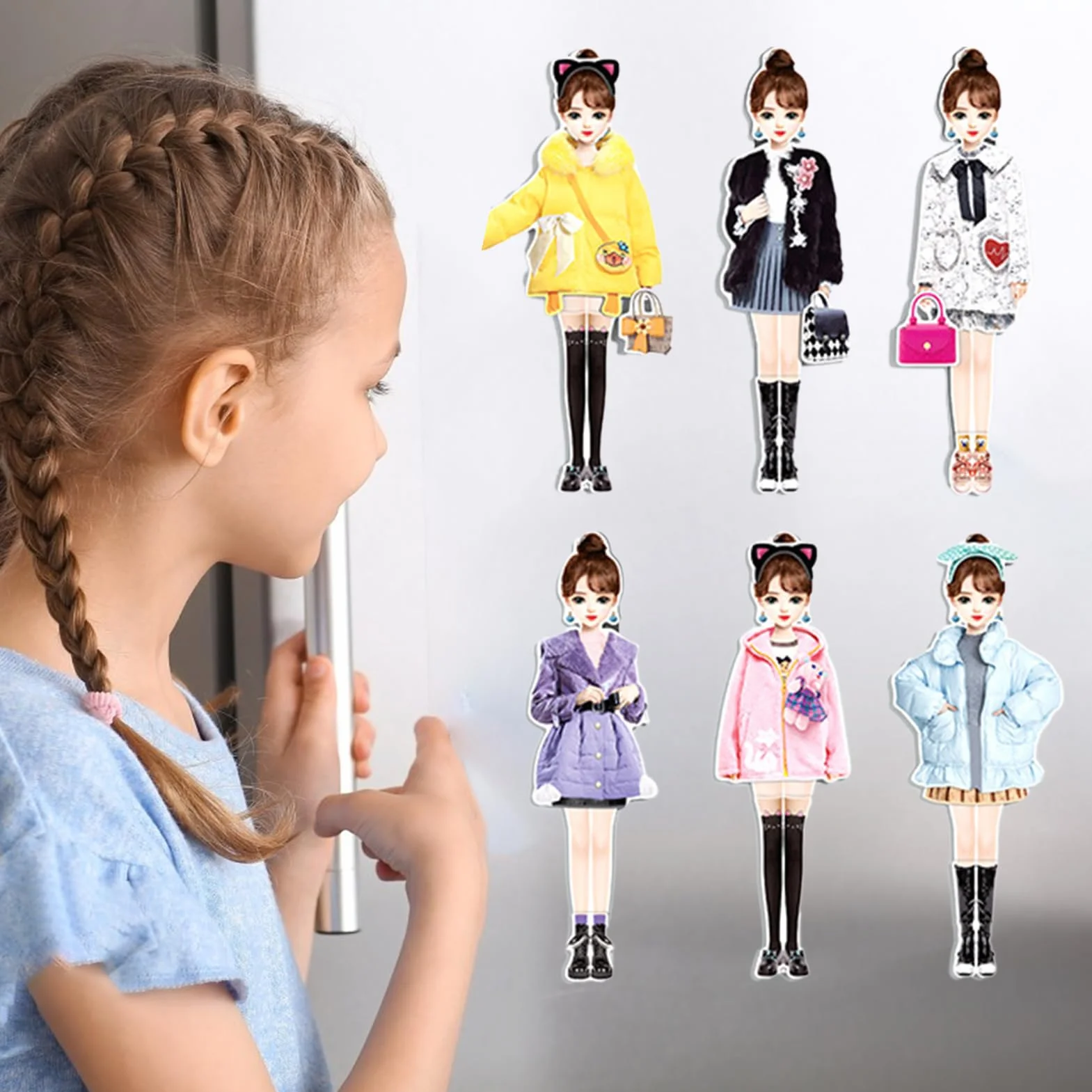 Generisch Juego de muñecas de papel de princesas magnéticas para vestirse para bebé, fingir que juegas un juego de juguetes de viaje para niñas | Muñeca de vestir magnética – Compañeros de juego