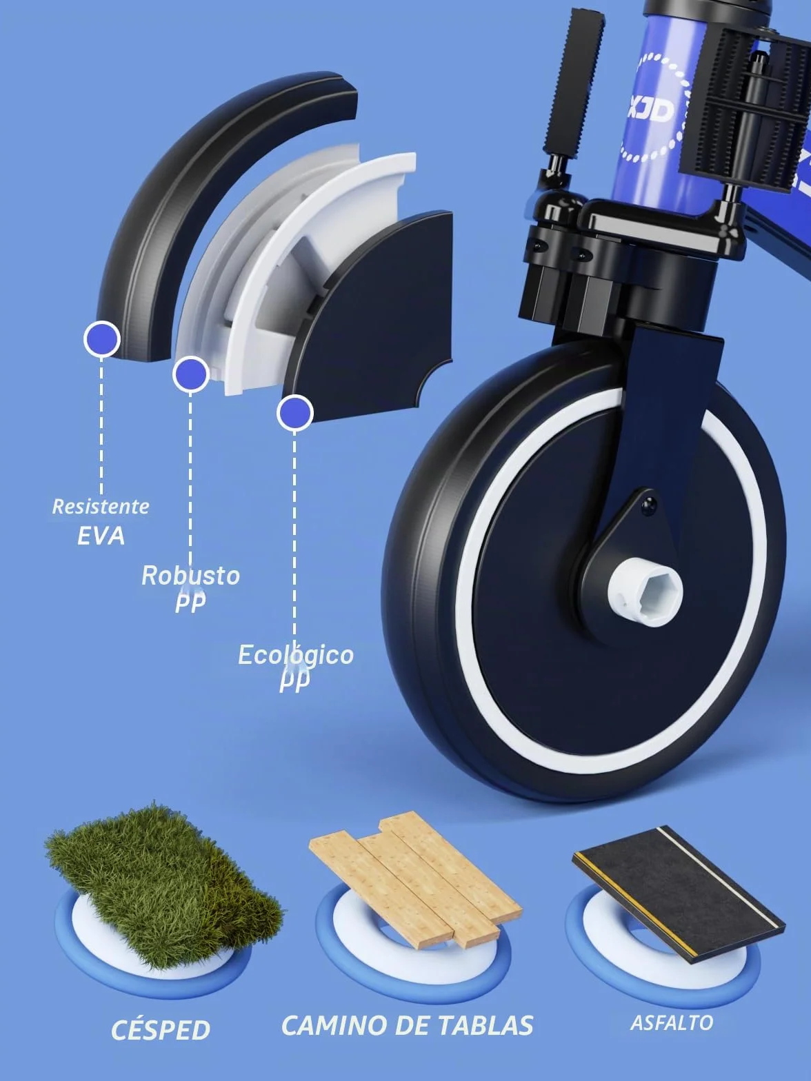 XJD 3 en 1 Triciclo Evolutivo de Bebé para Niños de 1-3 años, Triciclo a Bicicleta bebé con o sin Pedales, Bicicleta Niño con Asiento y Manillar Ajustables, Adaptable y Transformable, Marrón