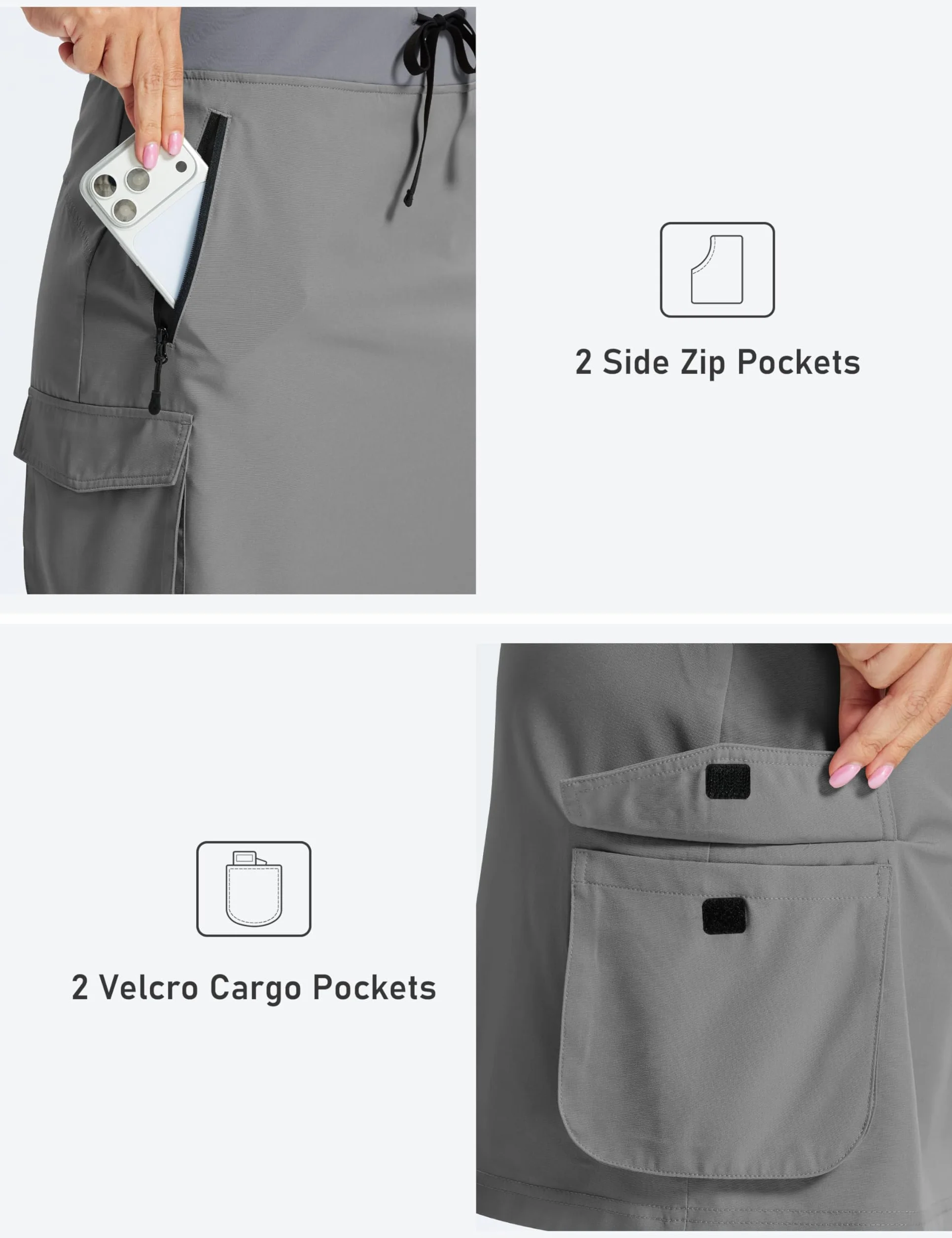 MoFiz Faldas Mujer Verano Falda Golf Deportivas Pantalon Falda Tenis con Bolsillos Cargo