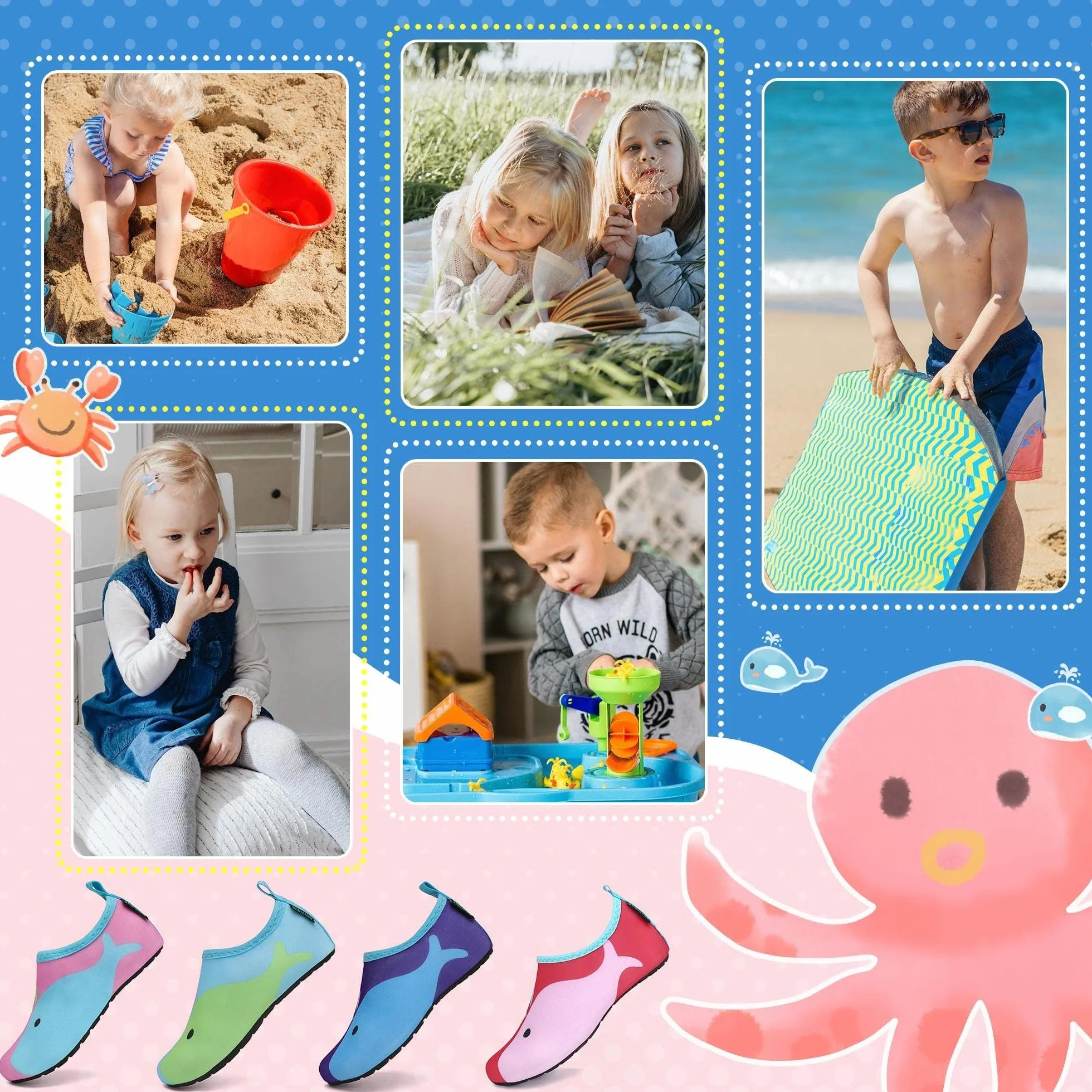 SAGUARO Zapatos de Agua Barefoot Respirable Antideslizante Niños Talla 20-37 EU