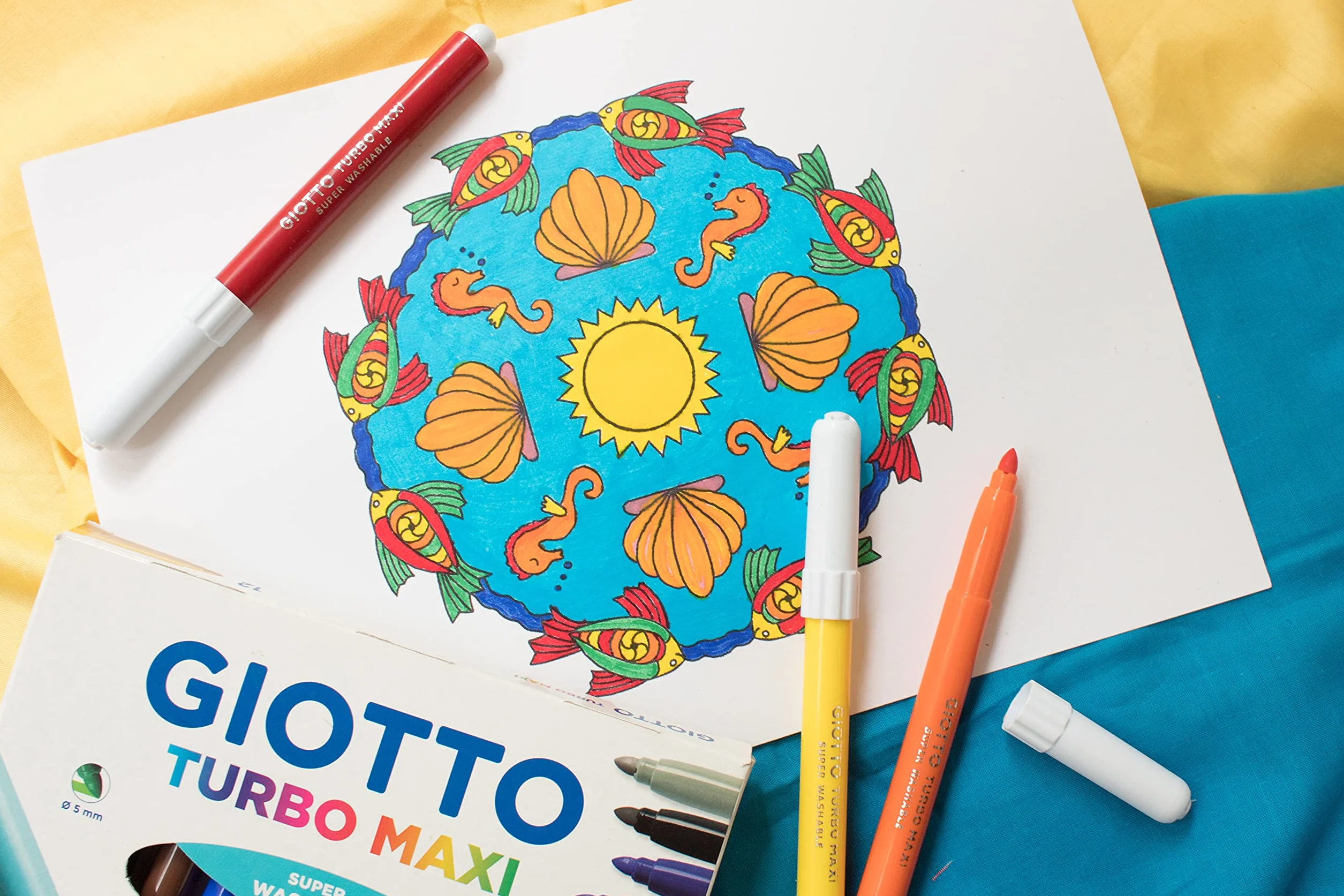 GIOTTO Turbo Maxi, Rotuladores Súper Lavables, Punta Maxi, Punta 5mm, Colores Surtidos, 24 uds.