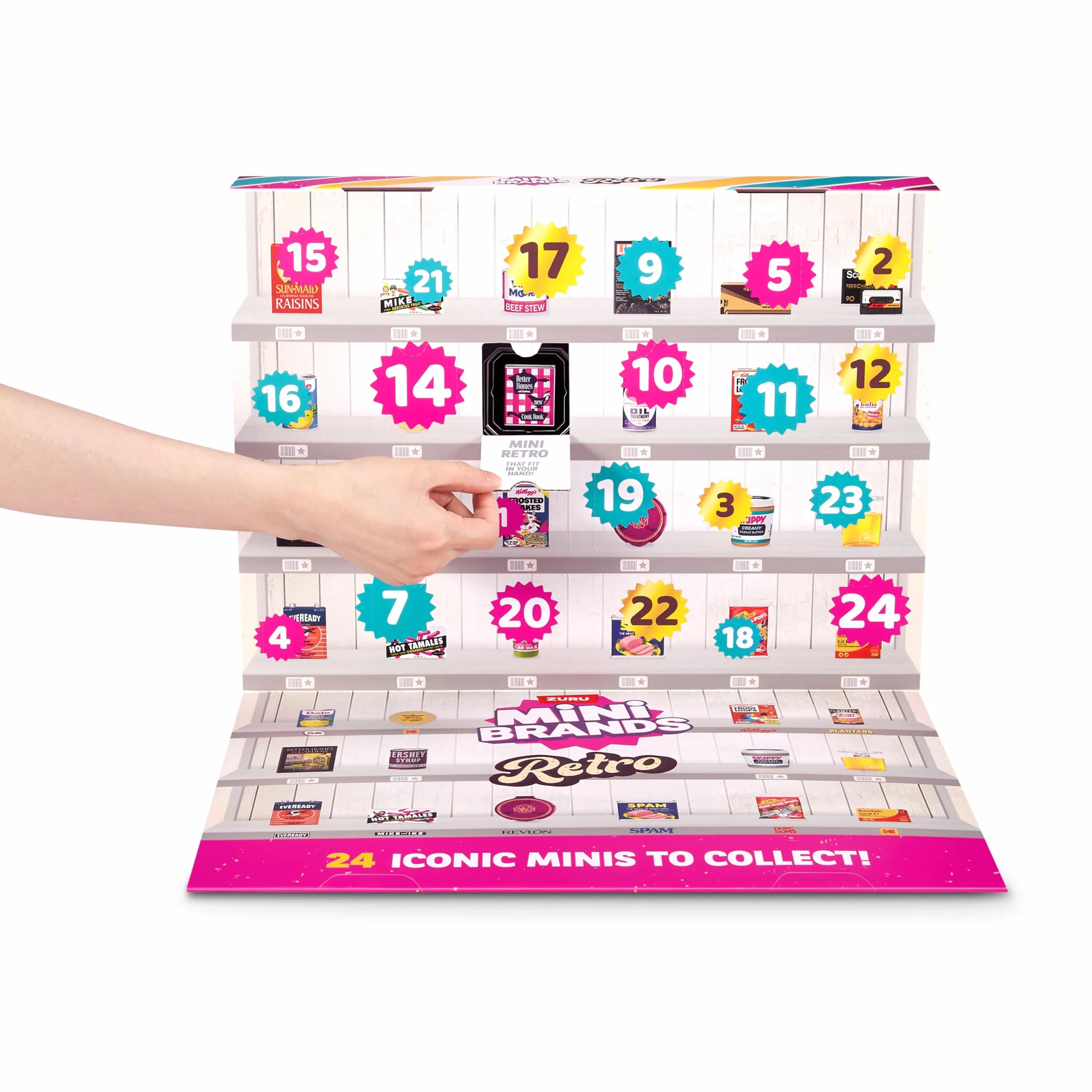Mini Brands Retro Grocery Calendar Series 1 de ZURU, Miniaturas coleccionables para niños, niñas y coleccionistas