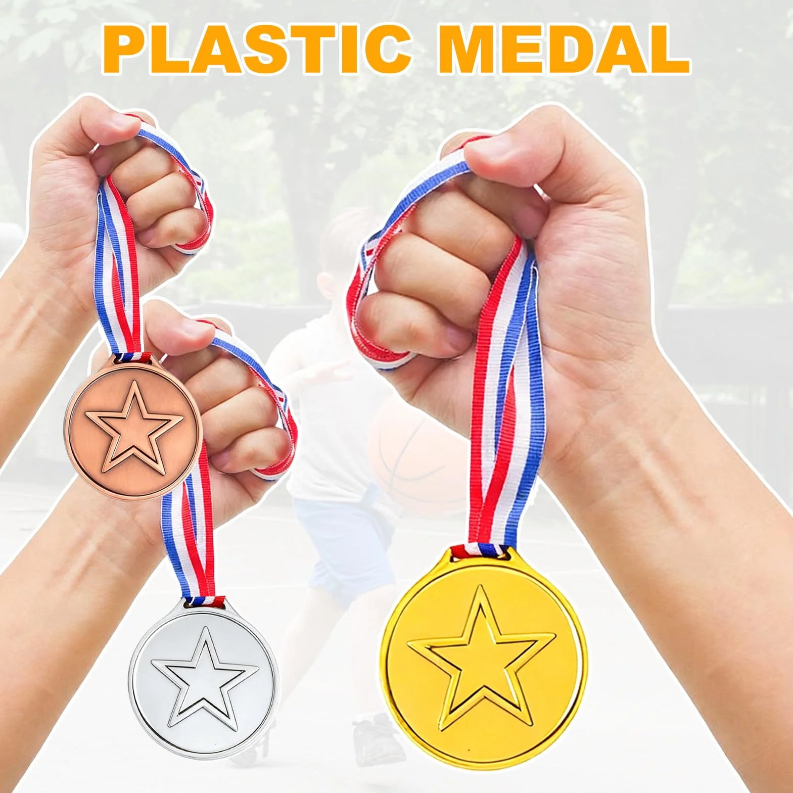 Medallas Niños Oro Plata Bronce con Cintas, 30 Piezas Plástico Dorado para Cumpleaños Fiesta Deporte