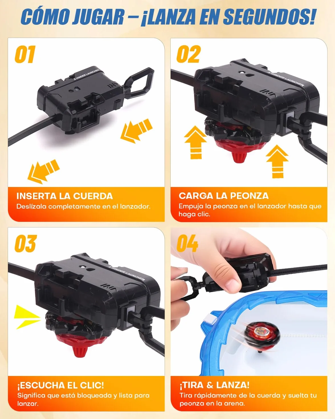 X Stadium Kit de Inicio Arena con 6 Gyro Tops, 2 Lanzadores, Pista de Aceleración y Techo Protector