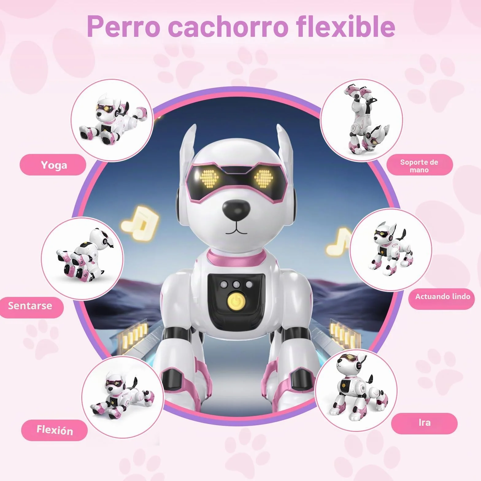 PRANITE Perro Robot para Niños, Perro Robot Programable e Interactivo, Juguete Teledirigido Recargable con Control por Voz y Gestos, Música y Baile, Regalo Ideal para Niños y Niñas