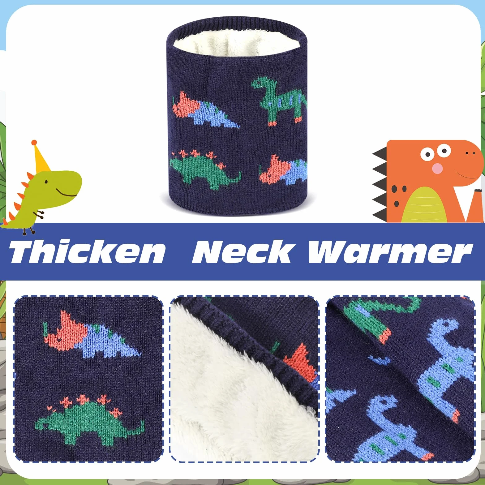 Conjunto de Gorro y Bufanda de Punto Invierno para Niños, Dinosaurio, 2-6 años