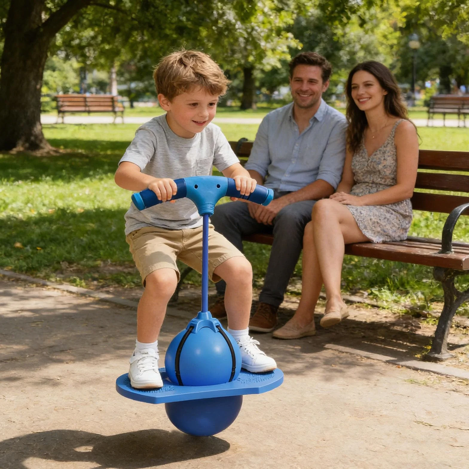 Pelota Saltarina para Niños, Bola De Equilibrio Paras Saltar, Tabla De Rebote Paras Saltar, Saltarín con Bomba Y Mango, para Niñas Niños Y Adultos