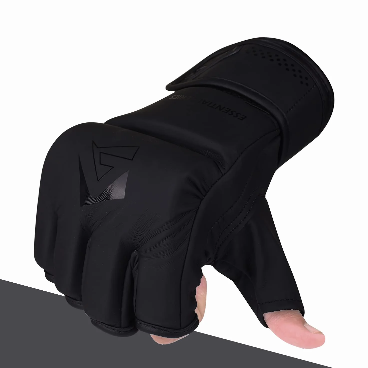 AQF Guantillas MMA Palma Abierta Cuero Sintético Guantes Boxeo Saco Entrenamiento Kickboxing