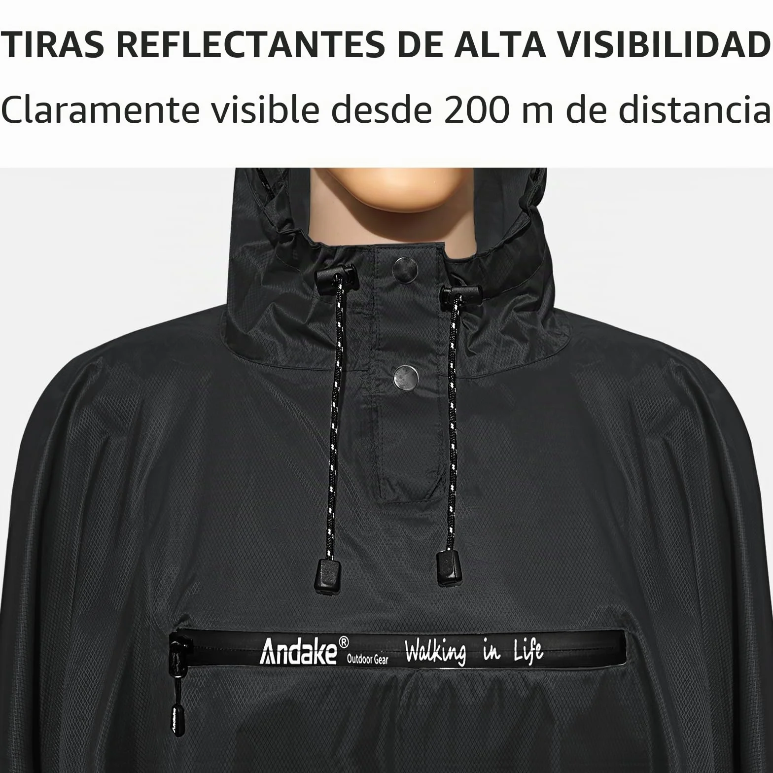 Andake Poncho de Lluvia Impermeable Ligero Multifuncional para Senderismo Ciclismo