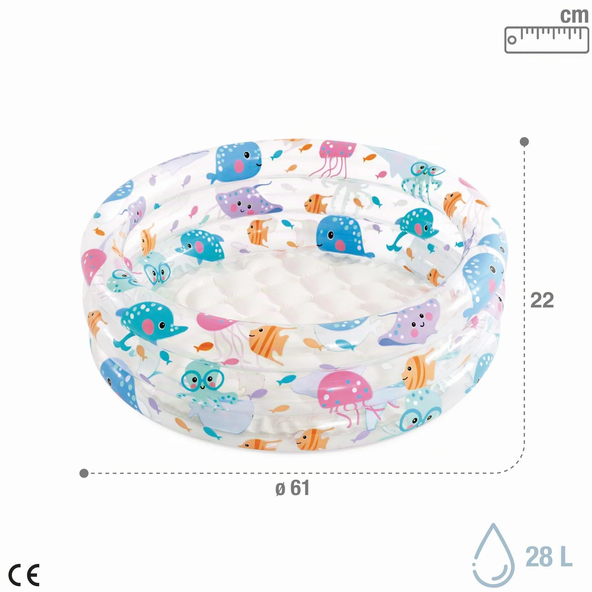 Intex 57106NP - Piscina Hinchable Colores con Base Hinchable 61 x 22 cm, 33 litros