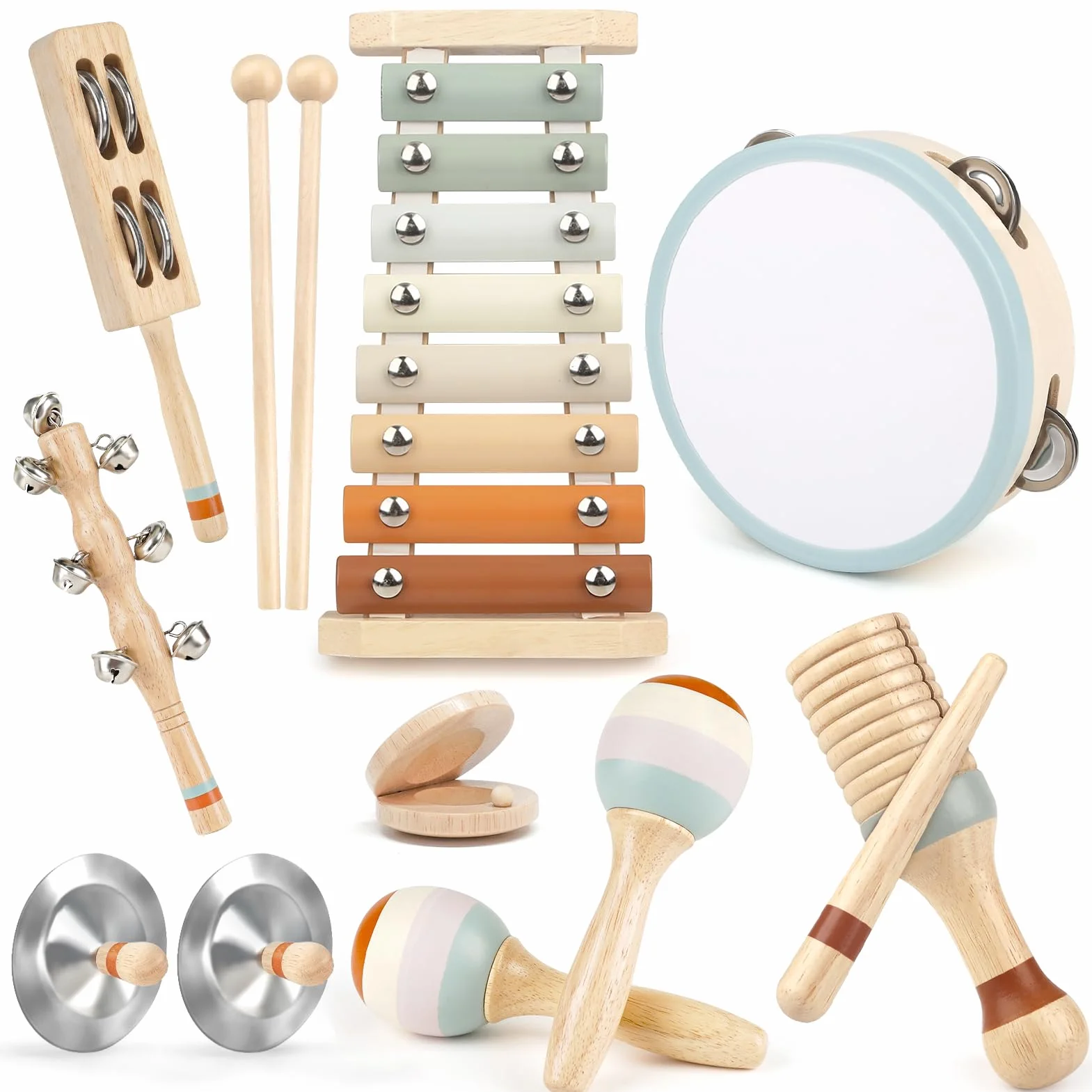 Instrumentos Musicales para Niños Pequeños - Juguetes Musicales de Madera Montessori para Niños de 18M+ a 3 Años, Juguetes de Instrumentos para Niños De Navidad Y Cumpleaños para Niños de18M-3-5