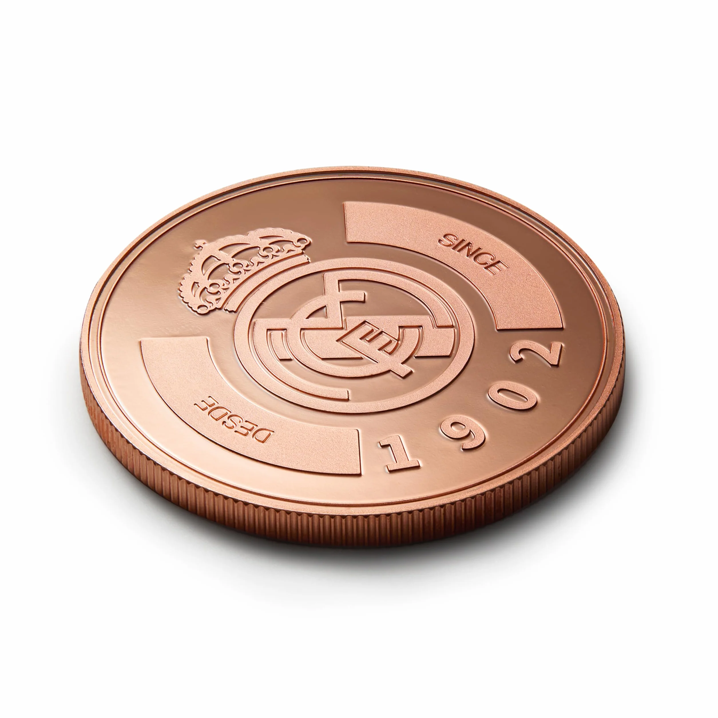 Real Madrid - Moneda edición Especial con Escudo y año de su fundación 1902 - Coleccionable - Cobre - Producto Oficial