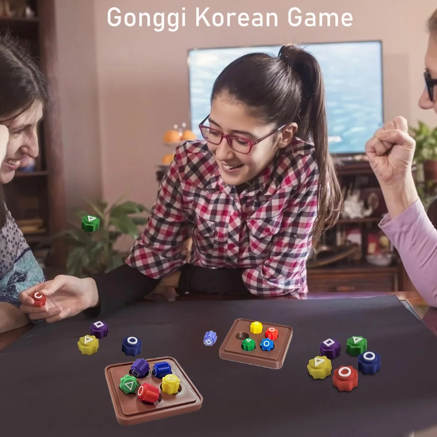 Juego Gonggi, Guijarros de Piedra para Coordinación (5Pcs + 1caja)