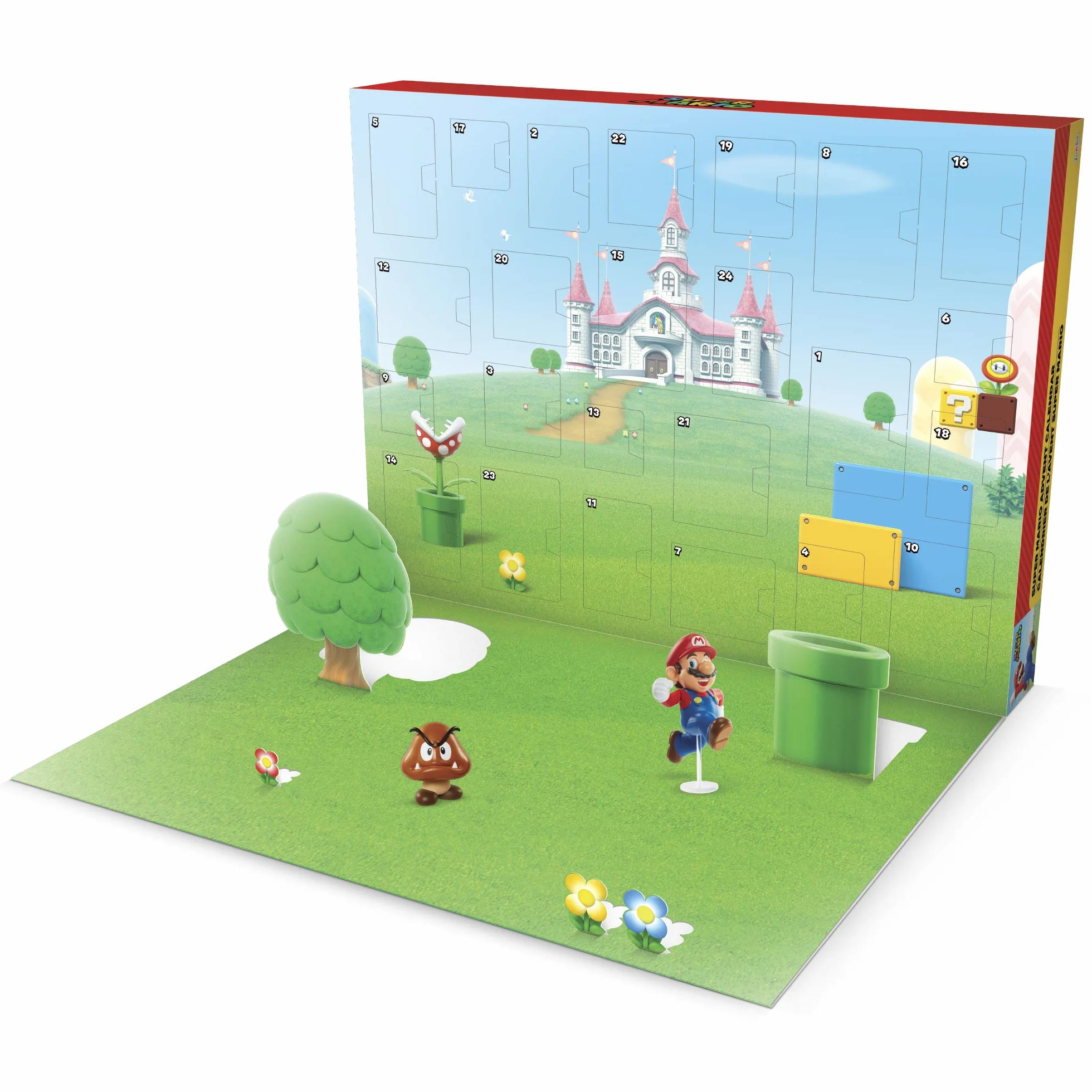 Super Mario Nintendo Calendario de Adviento con 17 Figuras articuladas de 6 cm y 7 Accesorios