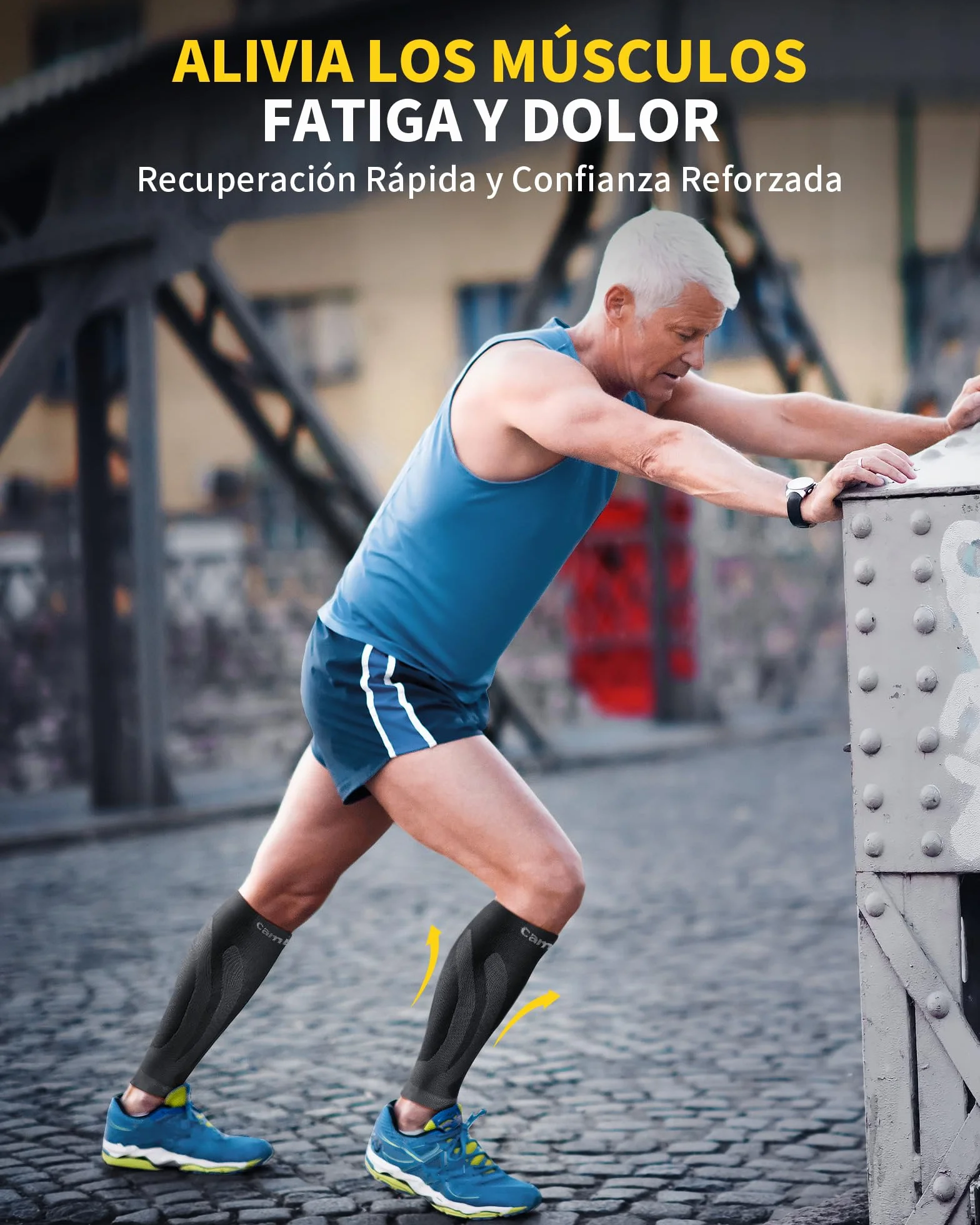CAMBIVO Medias Compresivas 2 Pares, Calcetines Compresión Mujer Hombre para Deporte Running Ciclismo