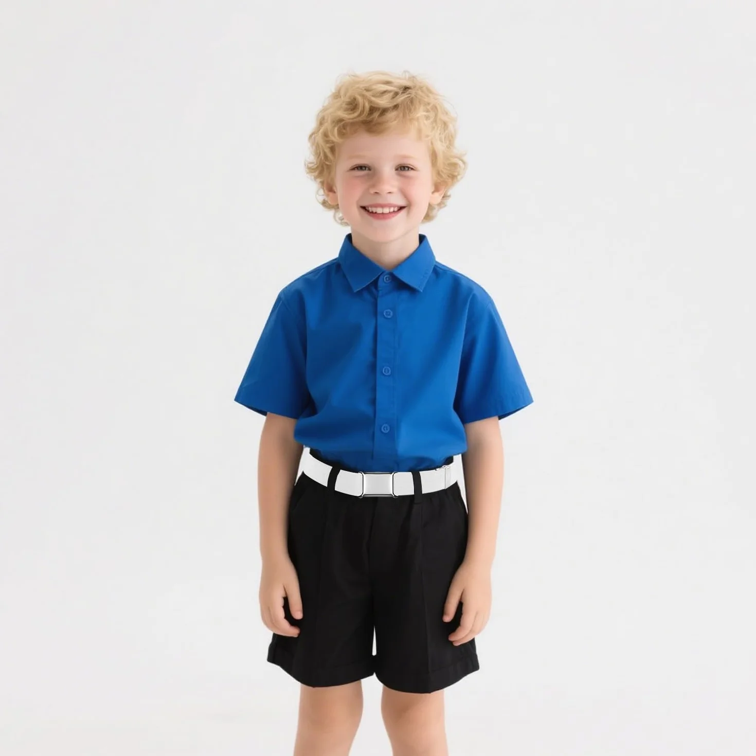 Cinturón Infantil Ajustable 2 Piezas, Cinturón Elástico para Niños y Niñas con Hebilla Magnética, Negro + Gris