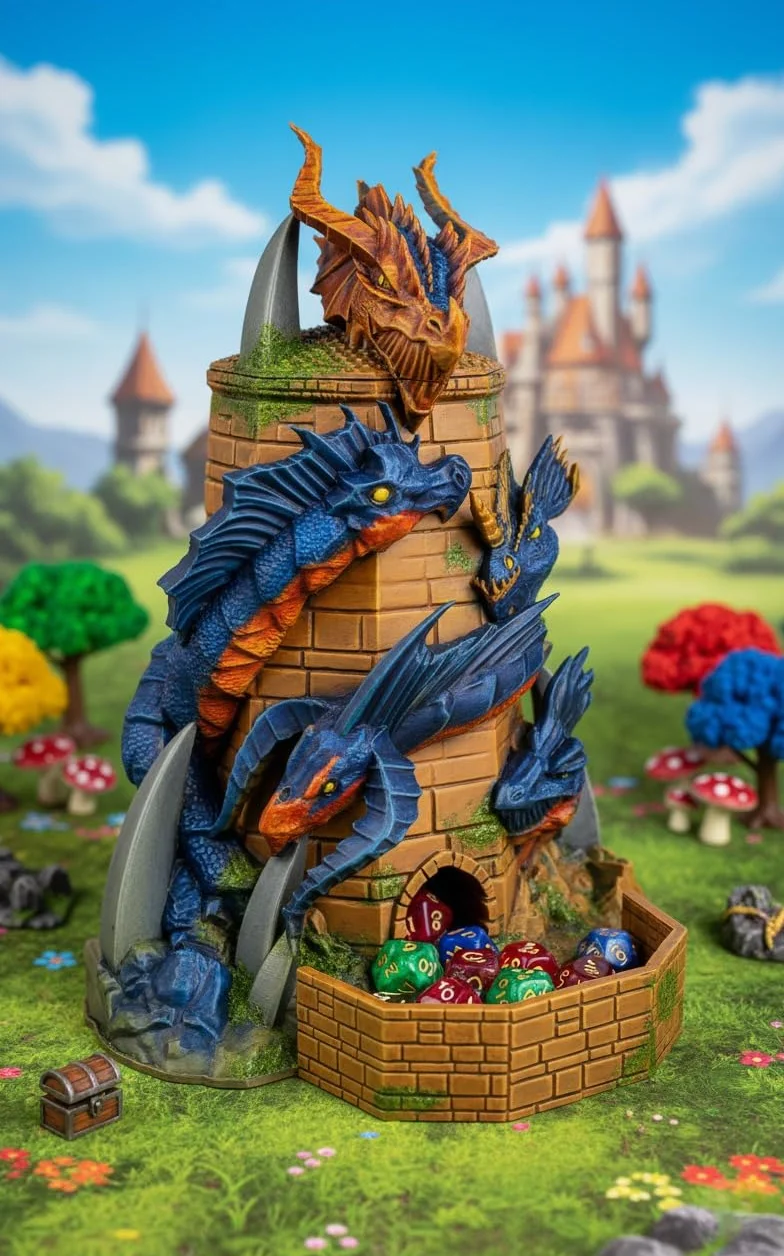 3D Vikingos Tiamat Torre de dados Reina de Dragones Malvados, torre de dados perfecta para mazmorras y dragones y otros juegos de rol de mesa