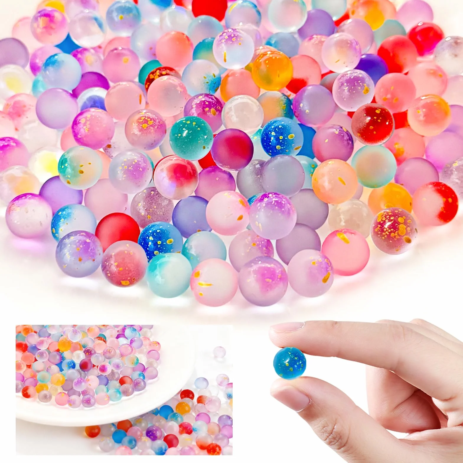 Parastar Lote de 200 canicas de cristal multicolores de 10 mm para niños, con caja, reutilizables, para juegos de canicas, proyectos de bricolaje, decoración del hogar (10 colores)