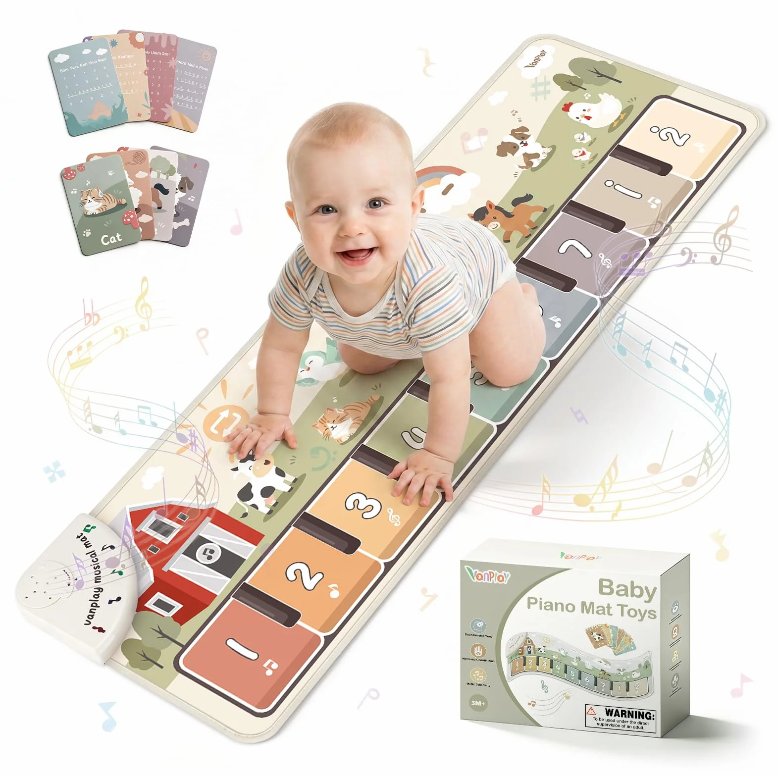 Baby Toys Musical Play Mat Toys for 1 2 3 Year Old Boys Girls, Piano Mat with 9 Piano Keyboard, Recording & Playback Function for Toddler Toys Baby Sensory Toys Baby Boy Girl Gifts