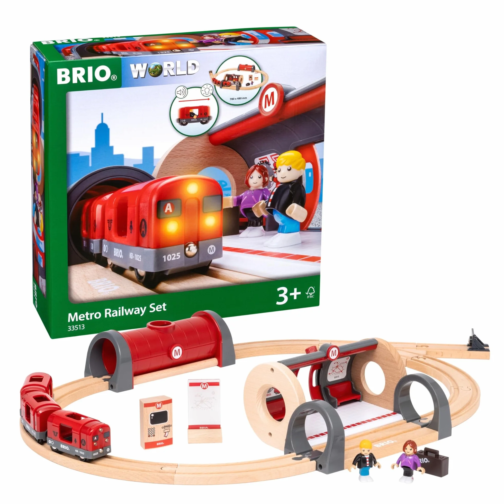 BRIO World - Set Metro, Ferrocarriles, Set de Construcción de Madera, Tren Juguete, Juguetes Niños 3 Años o más, Juegos Educativos 3 Años