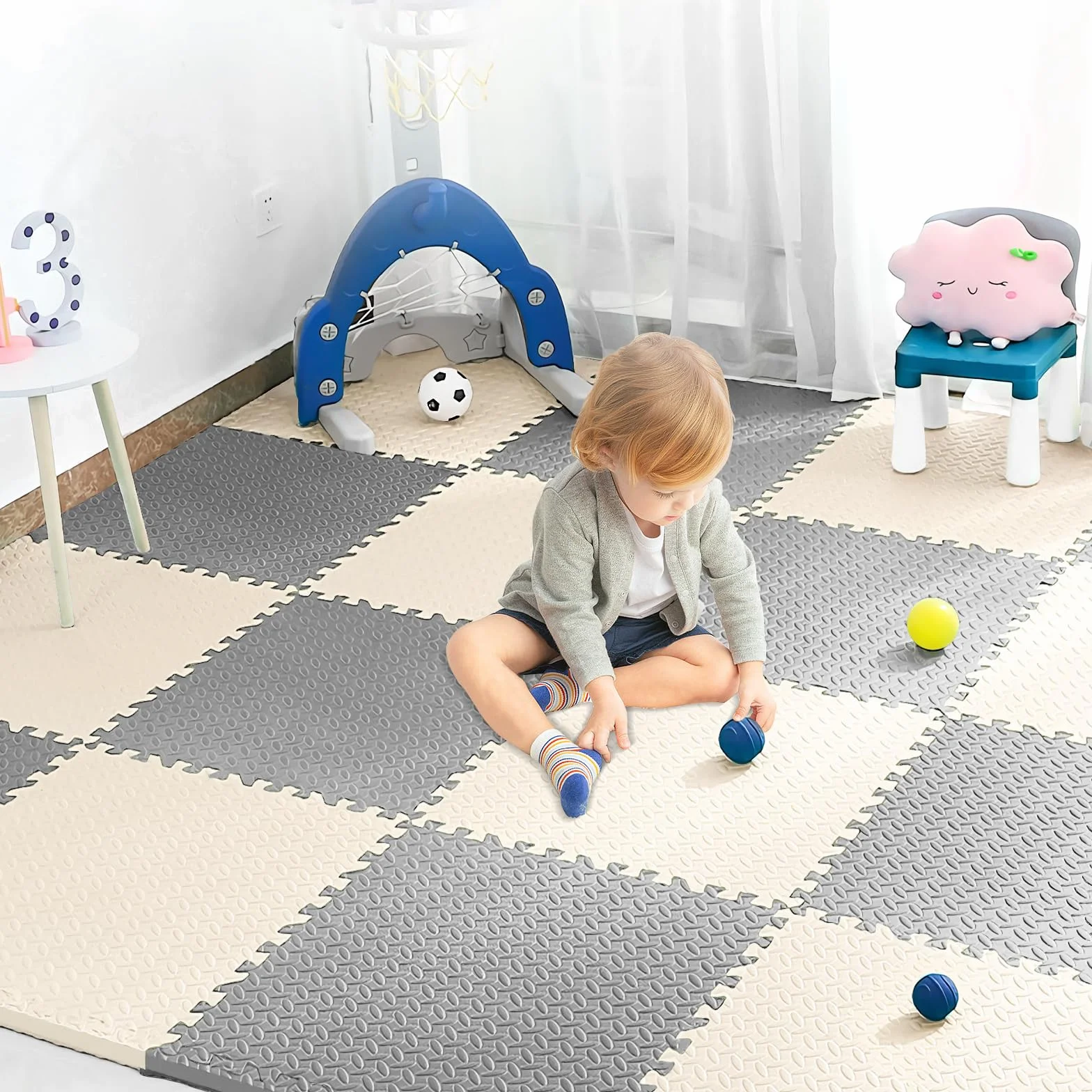 Alfombra Puzzle Bebe 20 Piezas, Tapete Puzzle, Colchoneta Bebé Suelo, Alfombra Gateo PE Espuma, Alfombrillas para Puzzles Suave y Seguro, Antideslizante y Resistente al Desgaste 30 * 30 * 1cm