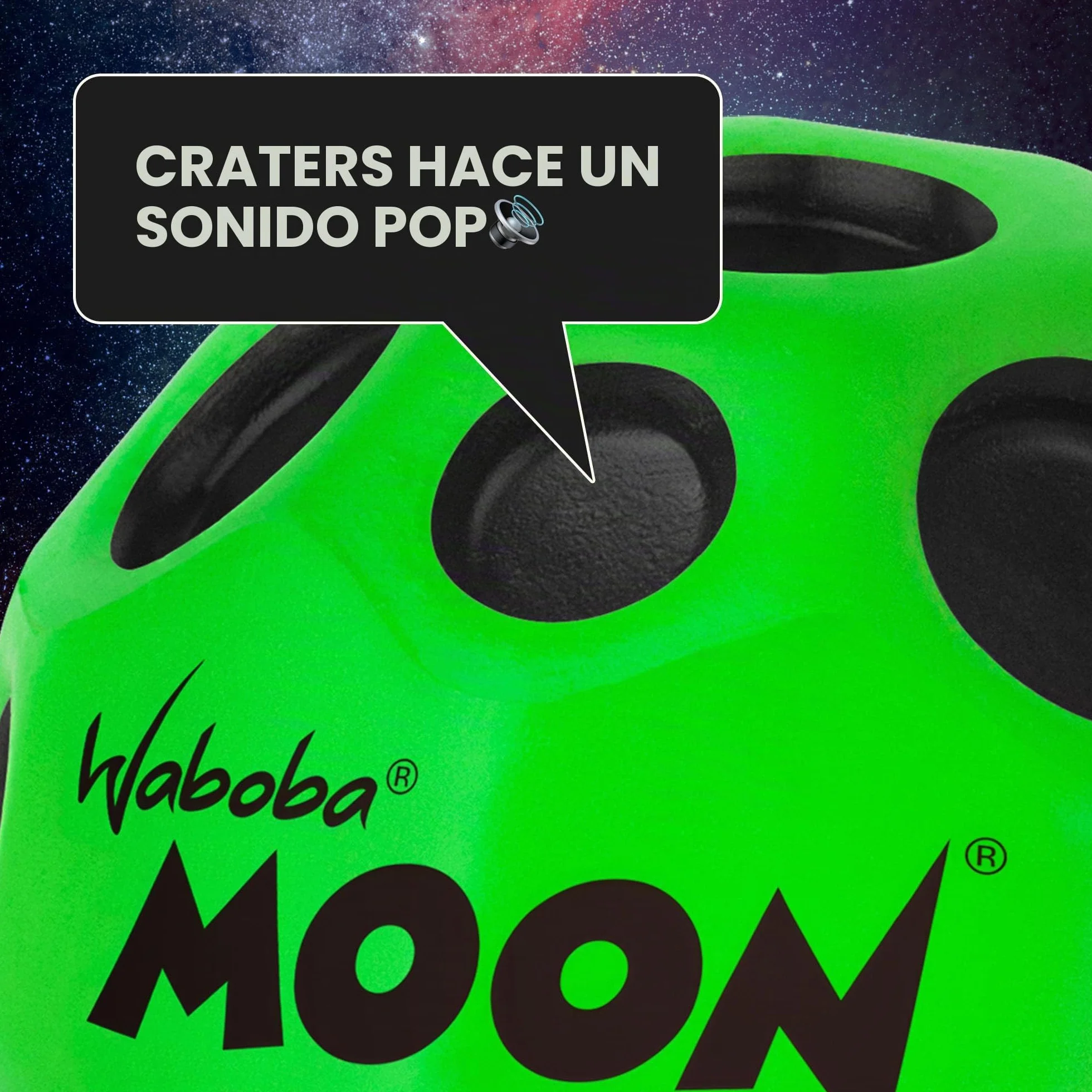 Waboba Moon Ball – Pelota de Goma de Salto más Alta – Diseño Original Patentado – cráter de Pelota Produce un Sonido de Rebote al impactar – Fácil de agarrar – Flummies para niños