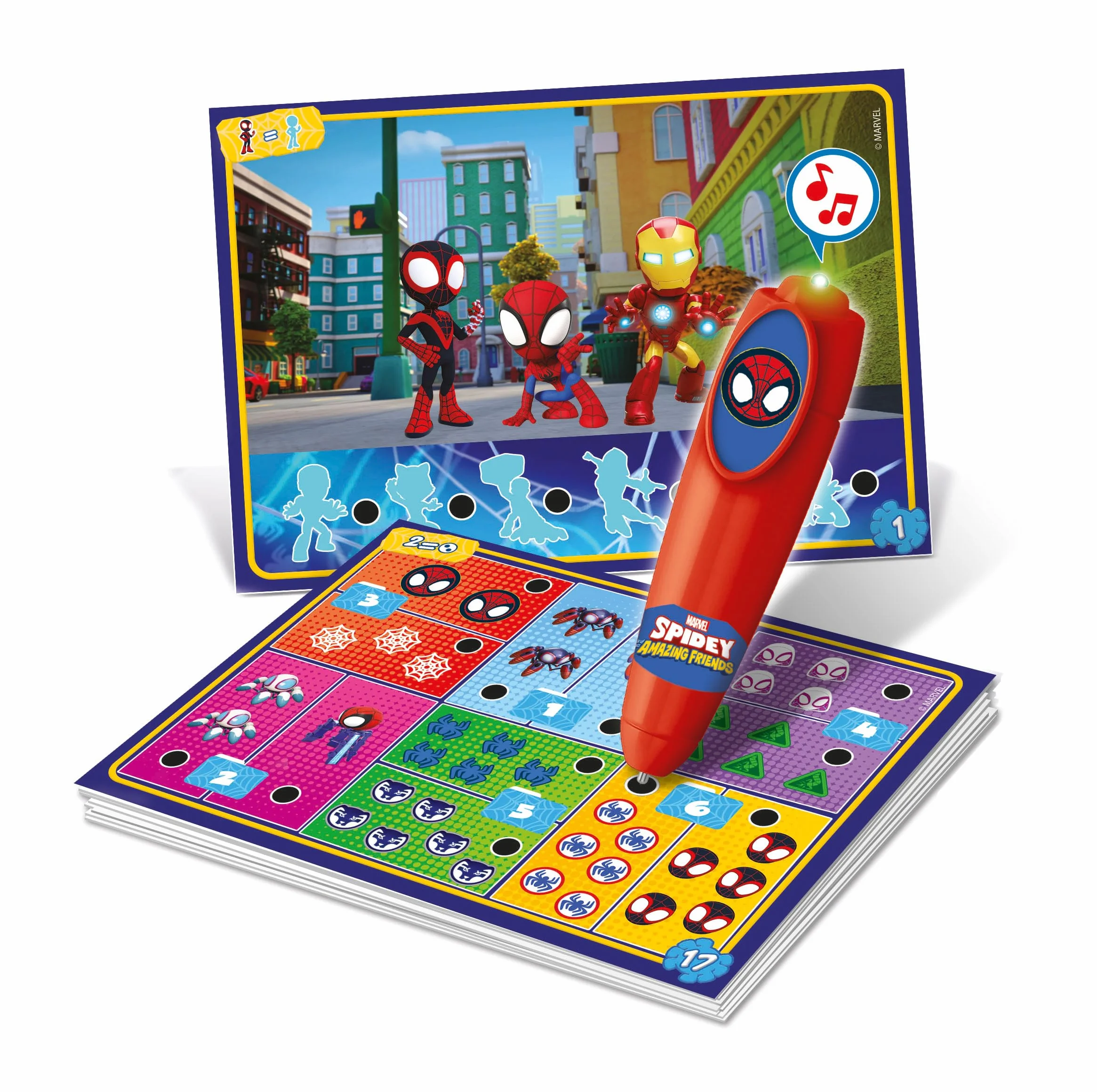 Clementoni Educational - Boli Interactivo Marvel Spidey Juego con Tarjetas Y Recorrido Didáctico Educativo Interactivo De Escritura Y Razonamiento Spiderman Dibujos Animados, Niños 3-6 Años, 16805
